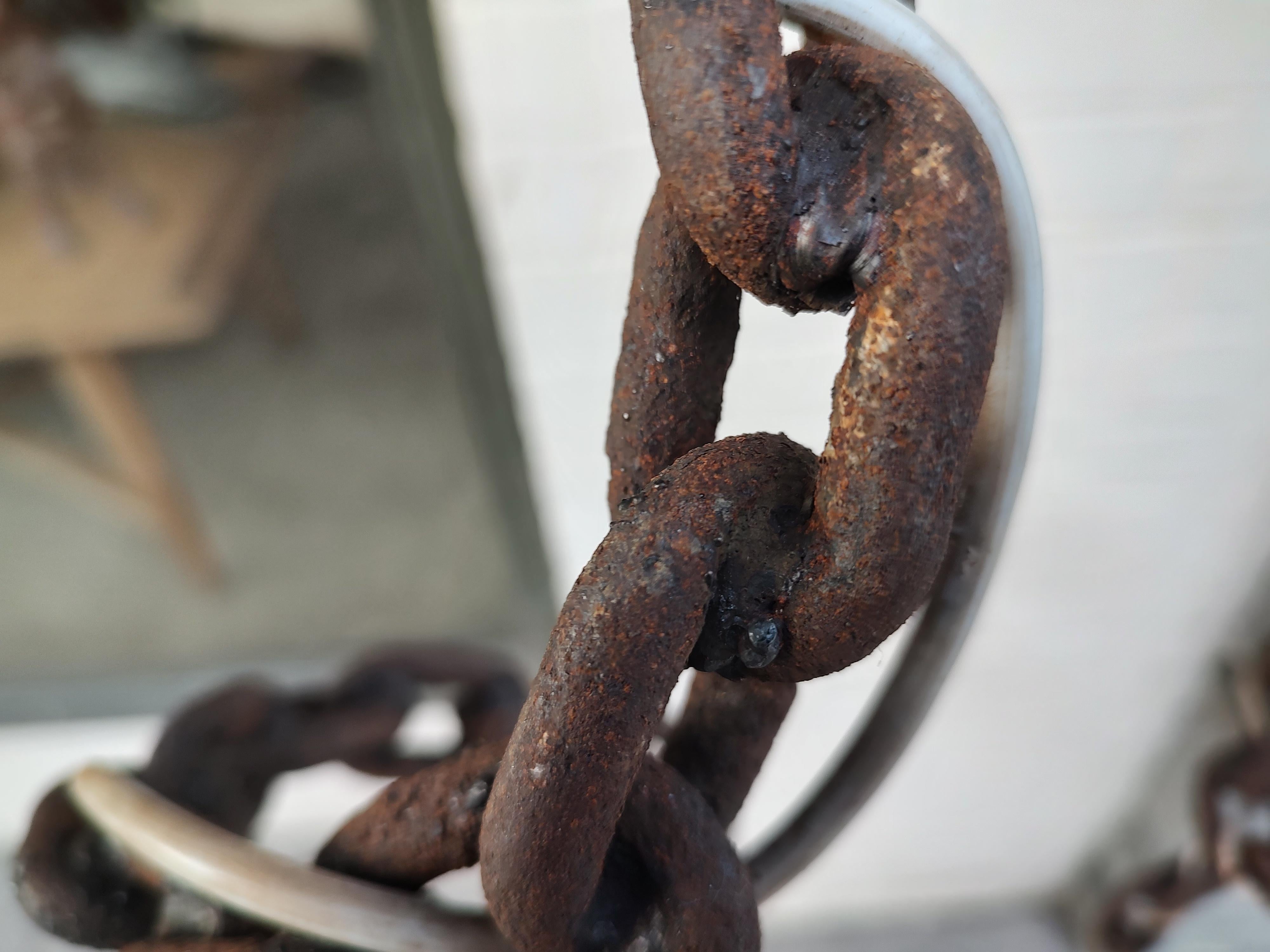 Iron Street Rope Mid-Century Modern Sculptural Welded Rigid Iron Rope Brutalist Floor ...