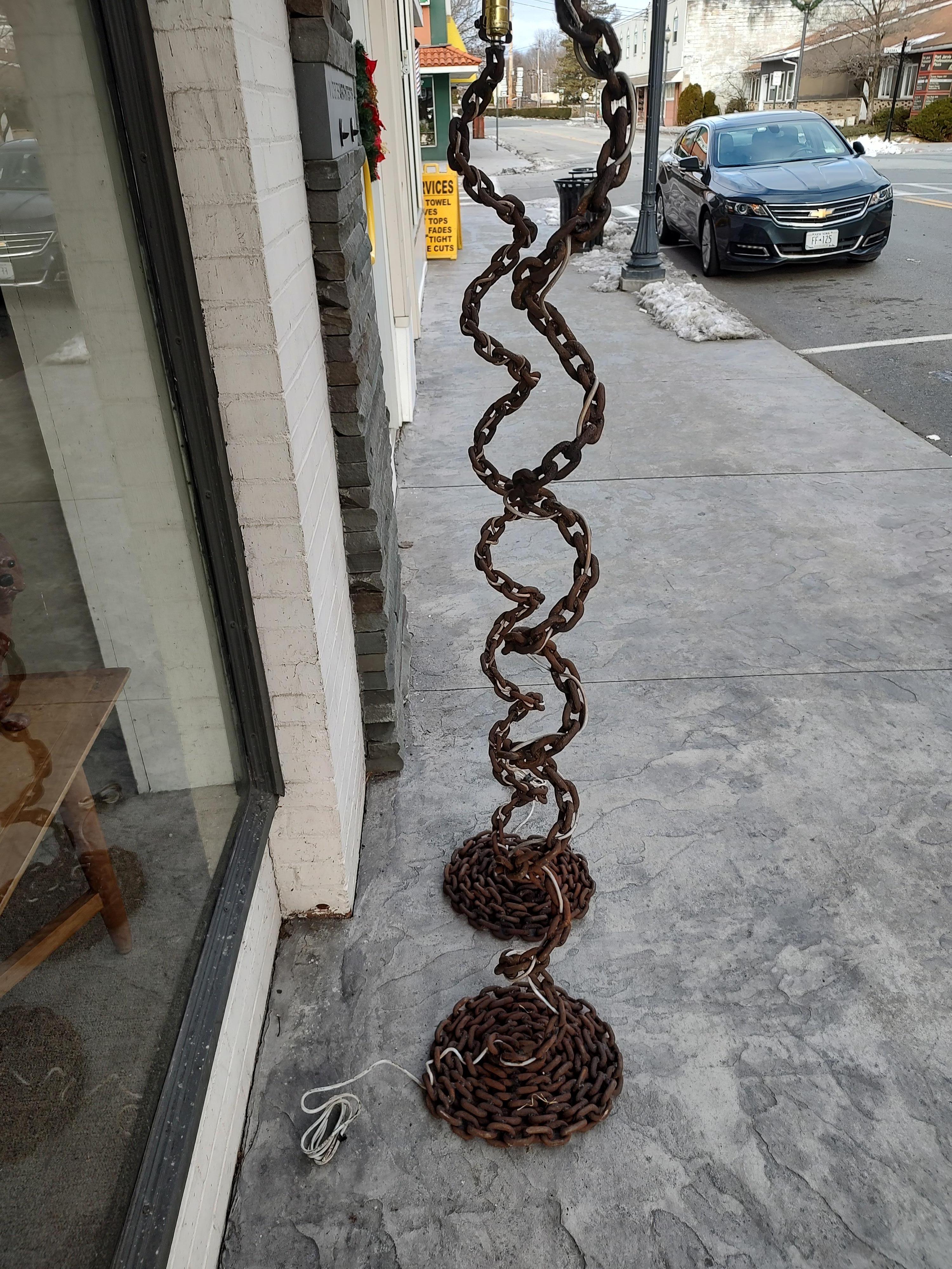 Mid-Century Modern Sculptural Welded Rigid Iron Rope Brutalist Floor Lamps For Sale 3