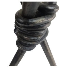 Mid Century Modern Sculptural Iron Table Lamps Brutalist Industrial