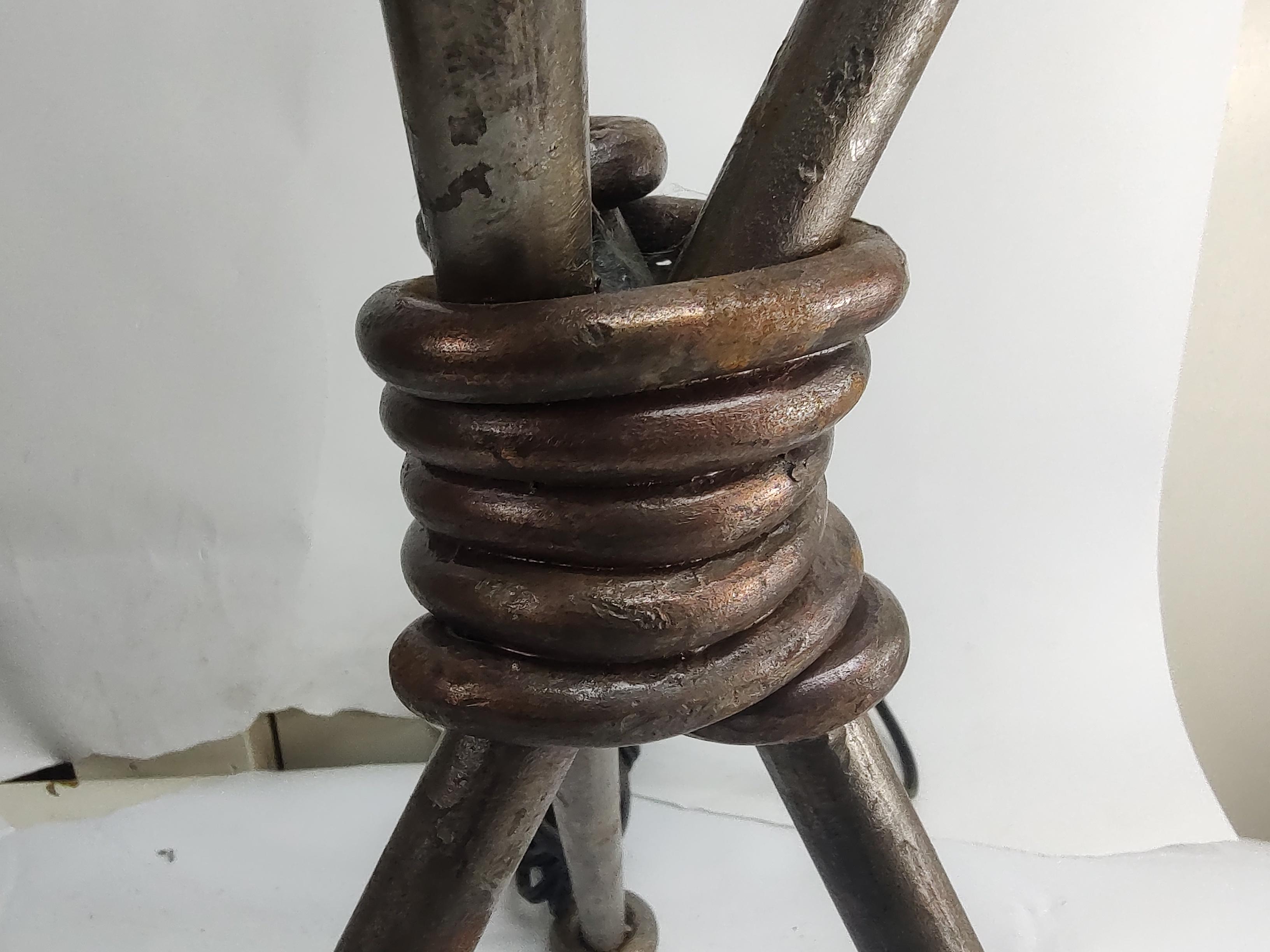 Mid Century Modern Sculptural Iron Table Lamps Brutalist Industrial  For Sale 2
