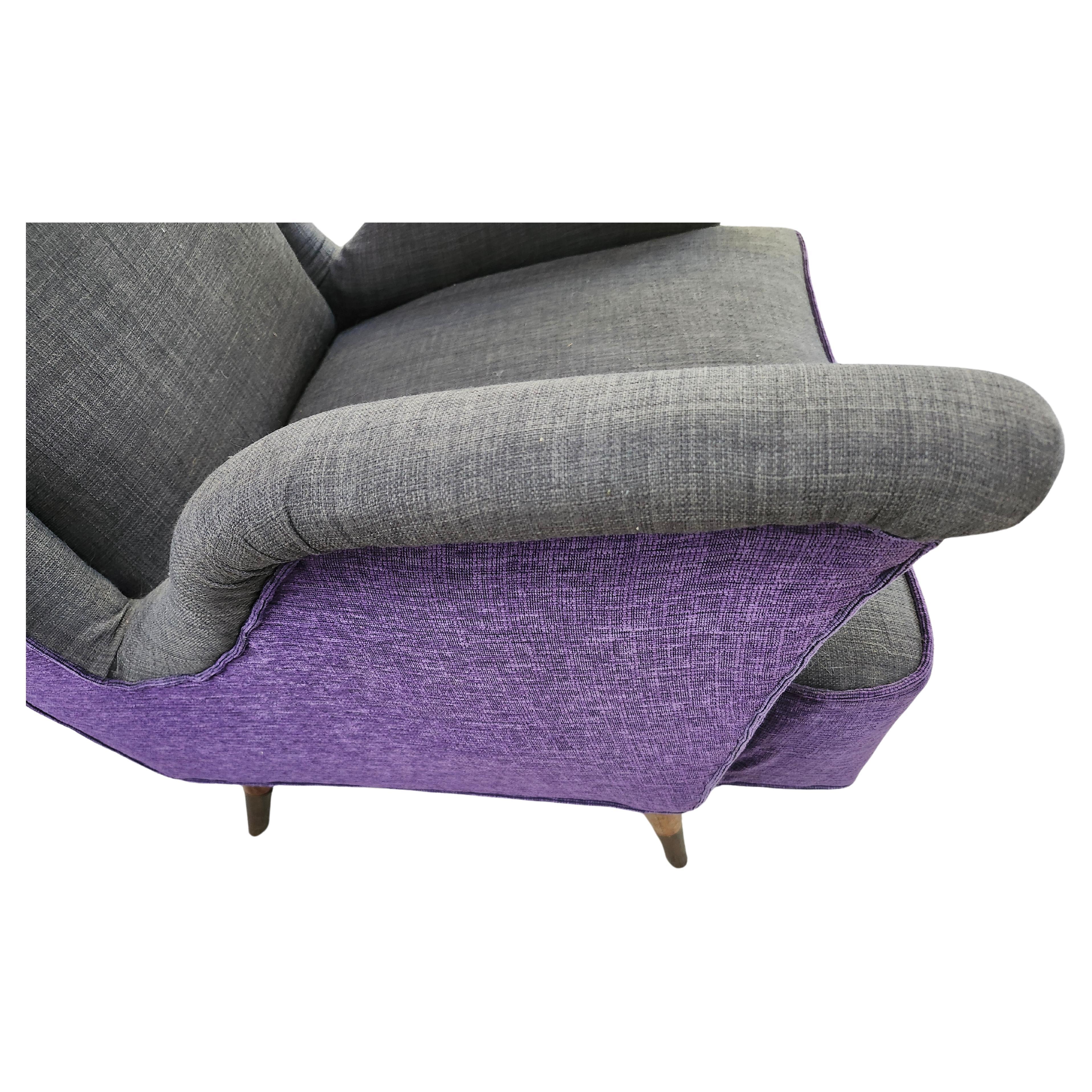 Mid-Century Modern Mid Century Modern Sculptural Italian Armchair w Ottoman attrib to Gio Ponti For Sale