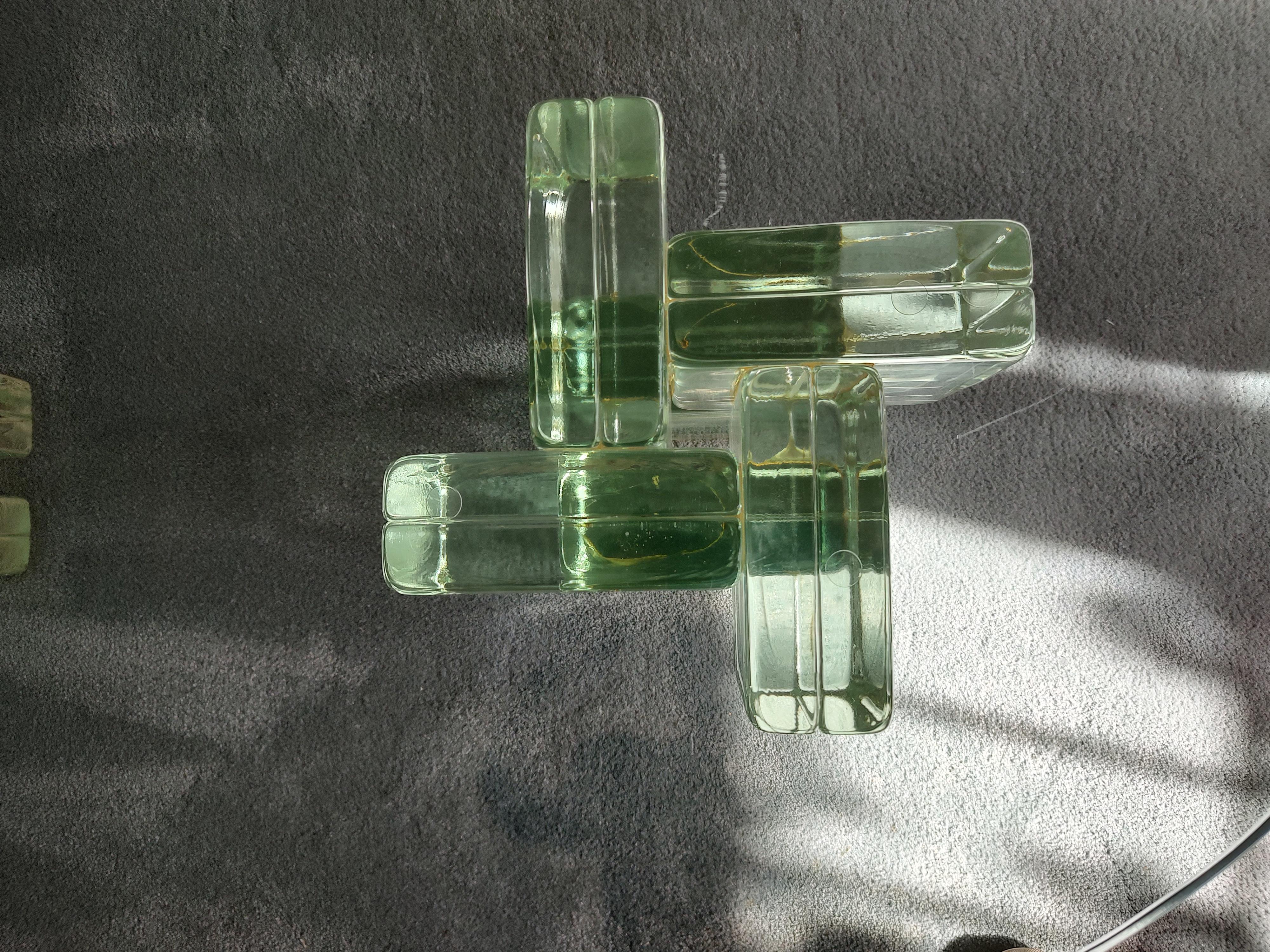 Mid-20th Century Mid-Century Modern Sculptural Italian Glass Block Cocktail Table For Sale