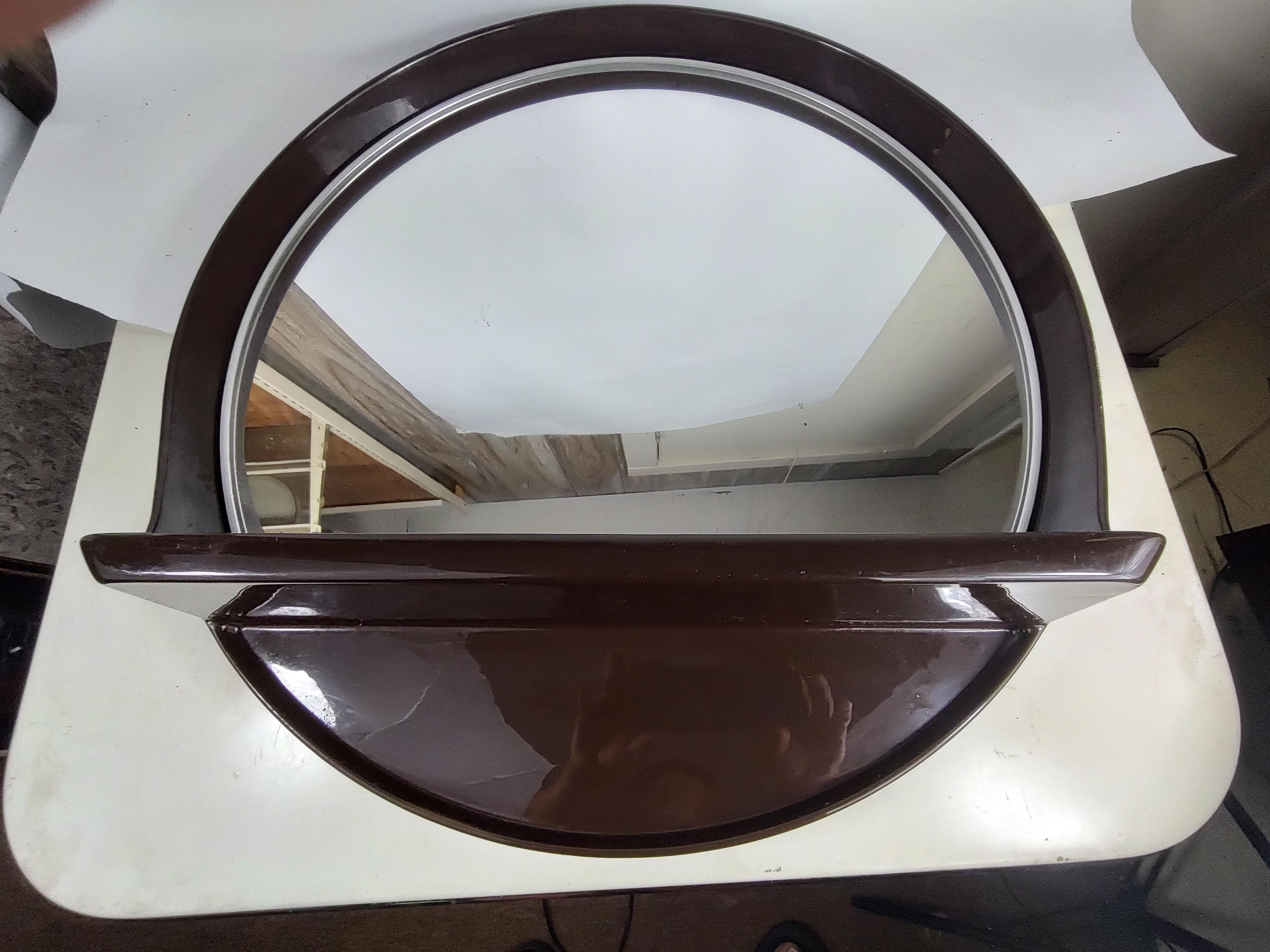 Mid-Century Modern Sculptural Italian Plastic Mirror with a Shelf by SALC In Good Condition For Sale In Port Jervis, NY