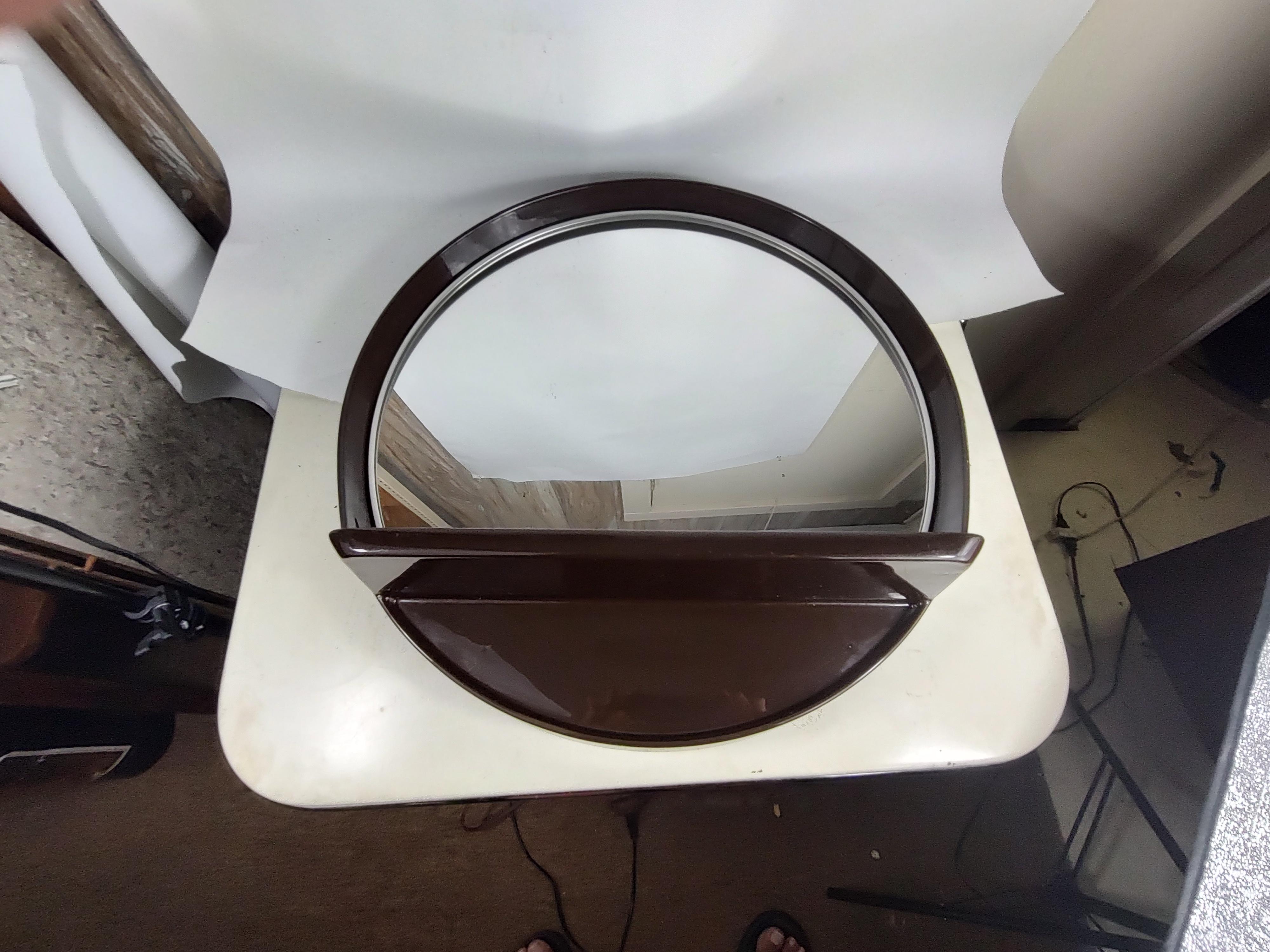 Mid-Century Modern Sculptural Italian Plastic Mirror with a Shelf by SALC In Good Condition For Sale In Port Jervis, NY