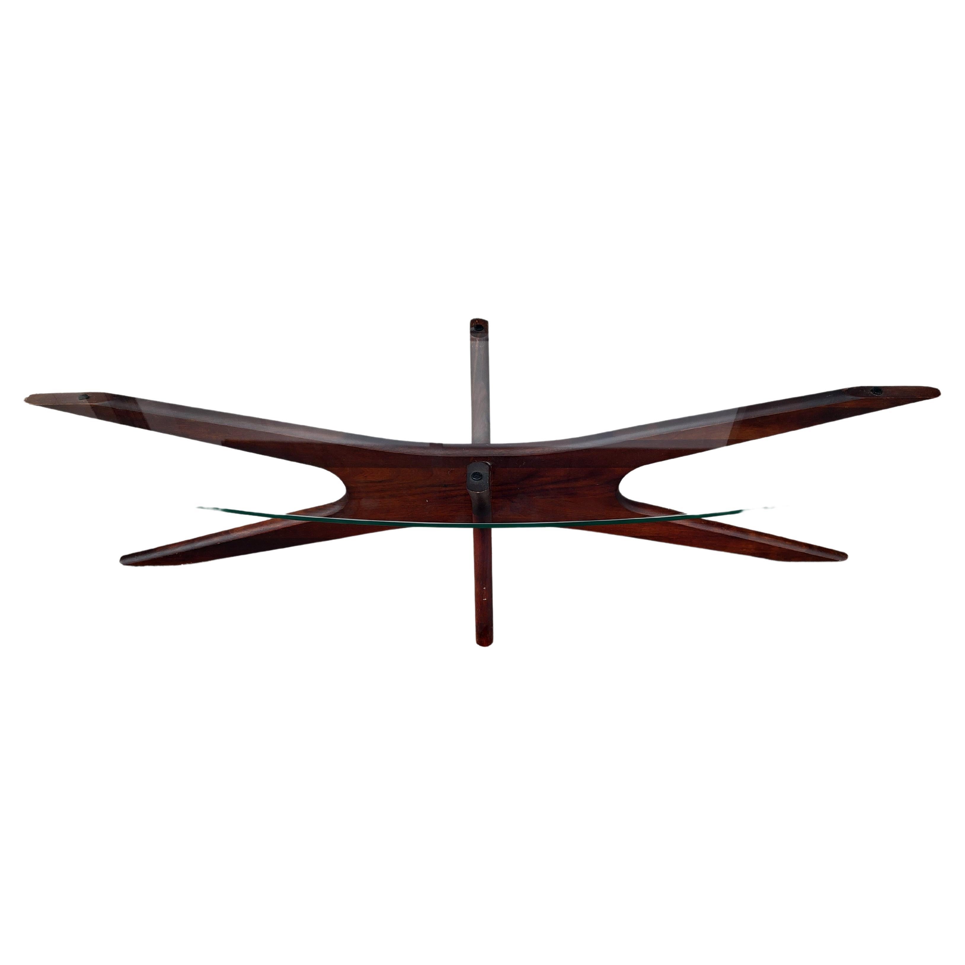 Mid-Century Modern Sculptural "Jacks" Cocktail Table w Glass by Adrian Pearsall