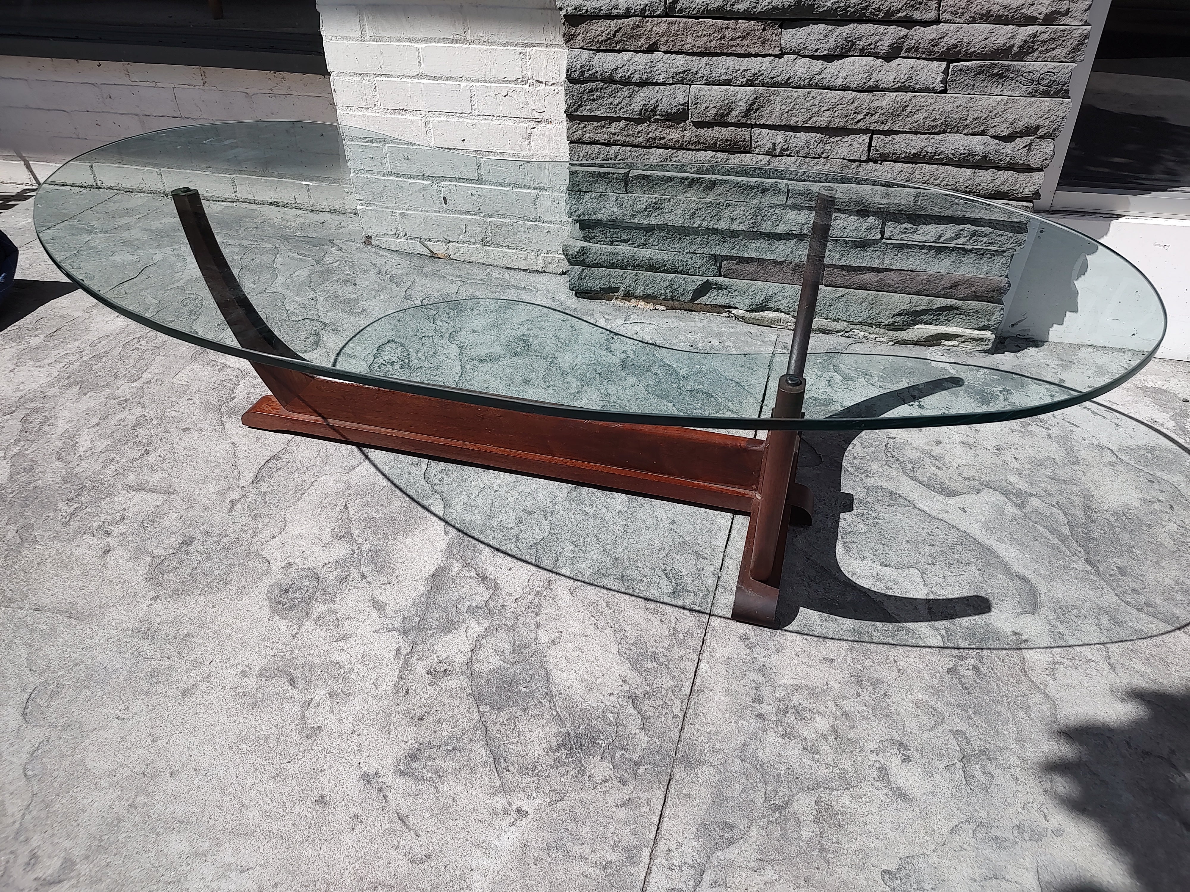 Mid Century Modern Sculptural Kidney Shaped Glass Cocktail Table Adrian Pearsall