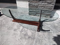 Mid Century Modern Sculptural Kidney Shaped Glass Cocktail Table Adrian Pearsall