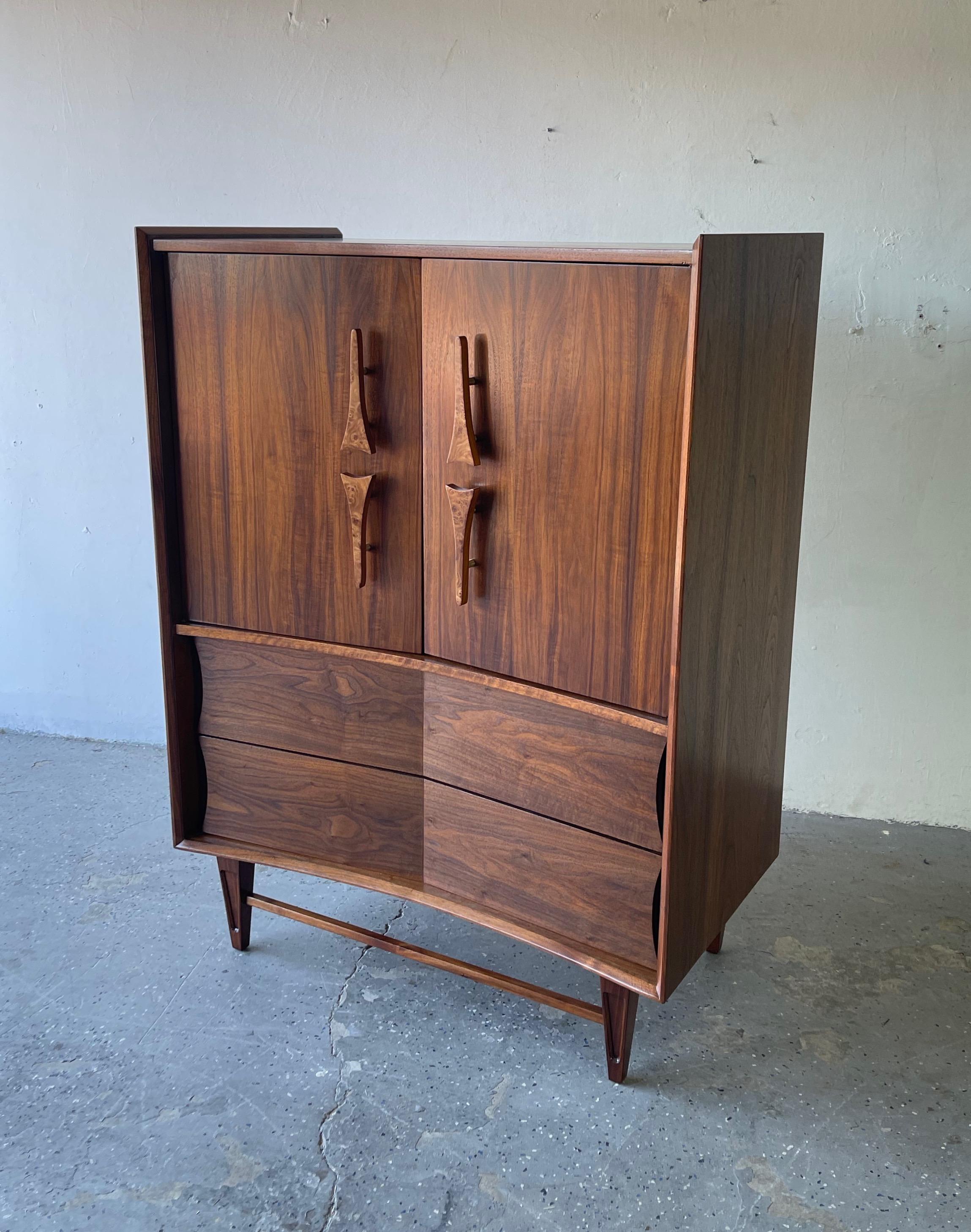 Mid-Century Modern Sculptural Large Walnut Armoire Dresser Kagan Style Highboy 4