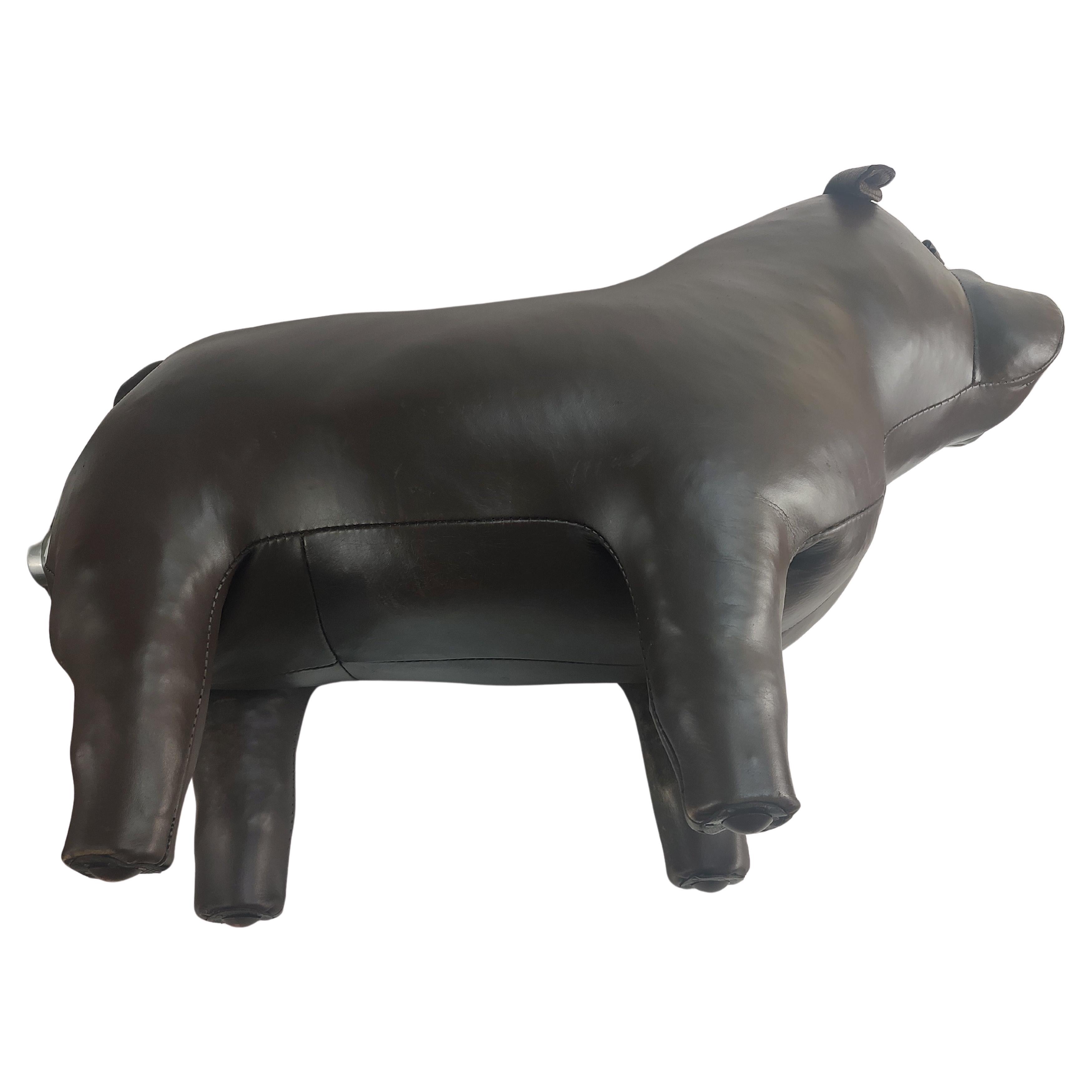 Ottomana scultorea in pelle del Bulldog di Abercrombie & Fitch, metà del secolo scorso in vendita 2