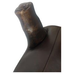 Skulpturaler Bulldoggen-Ottoman aus Leder von Abercrombie & Fitch