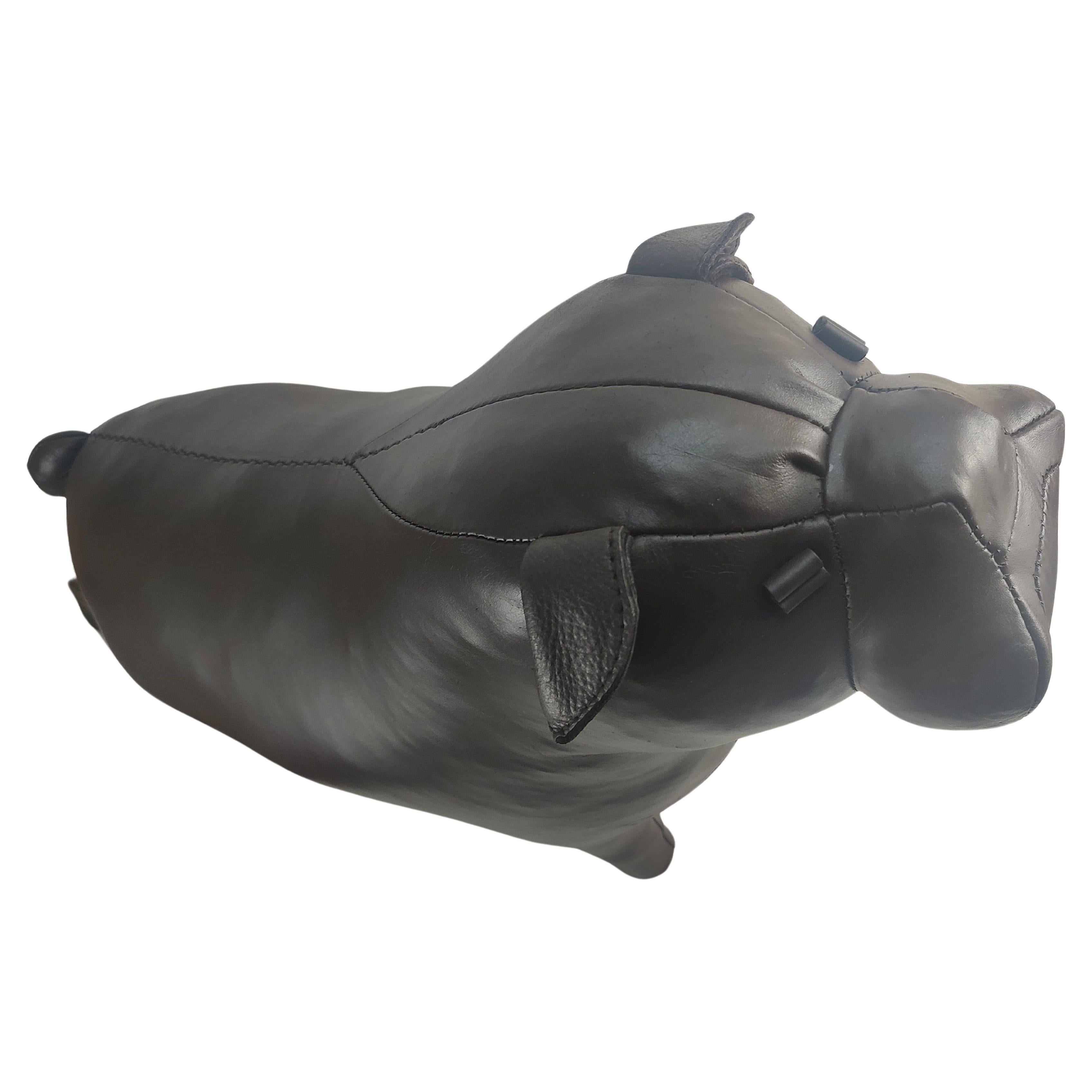 Ottomana scultorea in pelle del Bulldog di Abercrombie & Fitch, metà del secolo scorso in vendita 1
