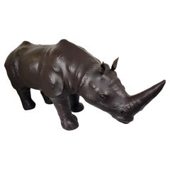 Mid Century Modern Sculptural Leather Rhinoceros Ottoman by Abercrombie & Fitch