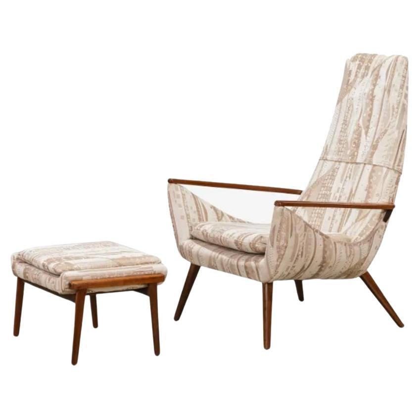 Mid Century Modern Sculptural Lounge Chair and Ottoman For Sale