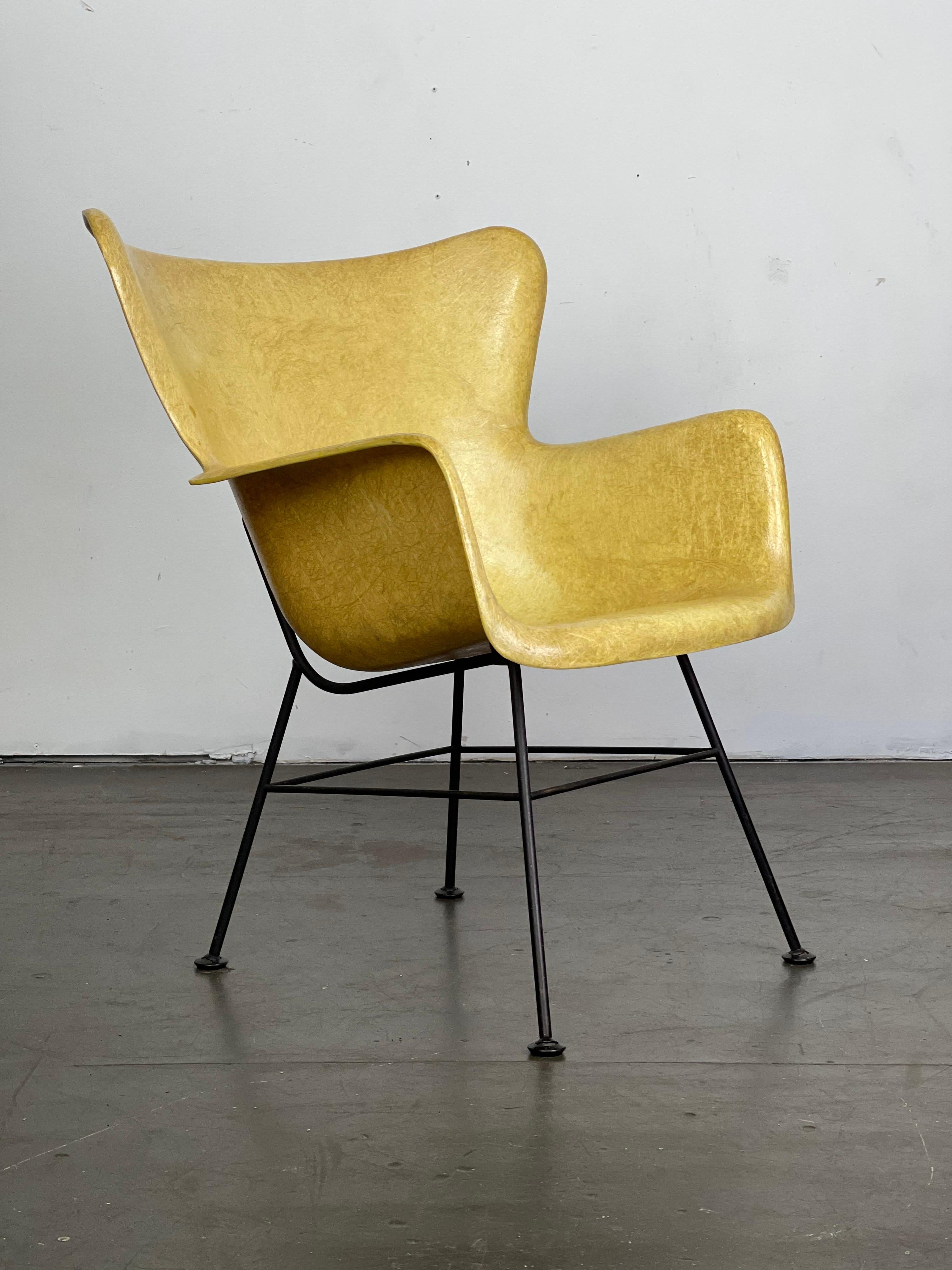 Mid-Century Modern Sculptural Lounge Chair by Lawrence Peabody for Selig Labeled 5