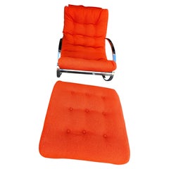 Mid-Century Modern Sculptural Lounge Chair Rocker & Ottoman by Renato Zevi Italy