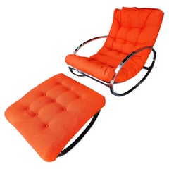 Mid-Century Modern Sculptural Lounge Chair Rocker & Ottoman by Renato Zevi Italy