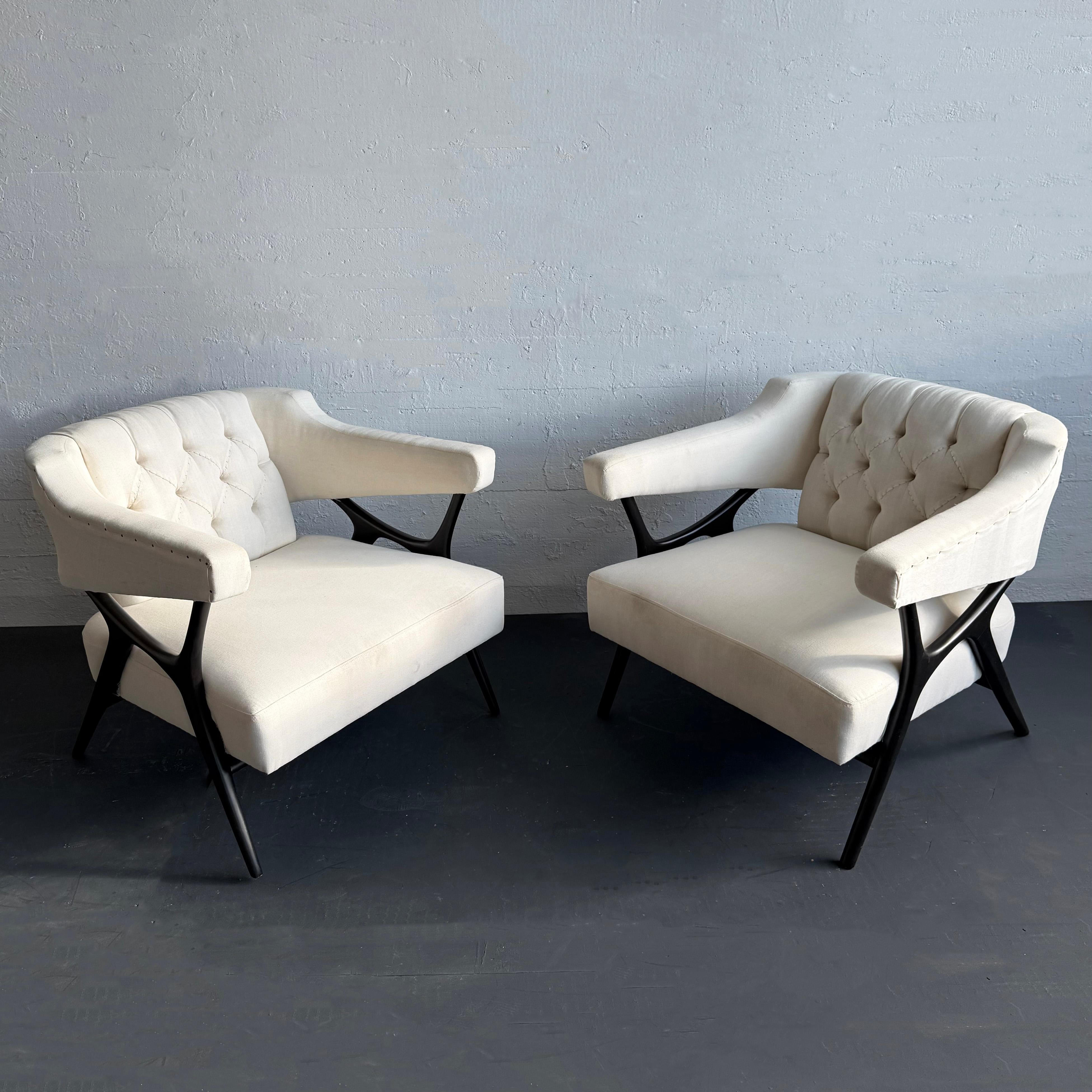 American Mid-Century Modern Sculptural Lounge Chairs By Ward Bennett For Sale
