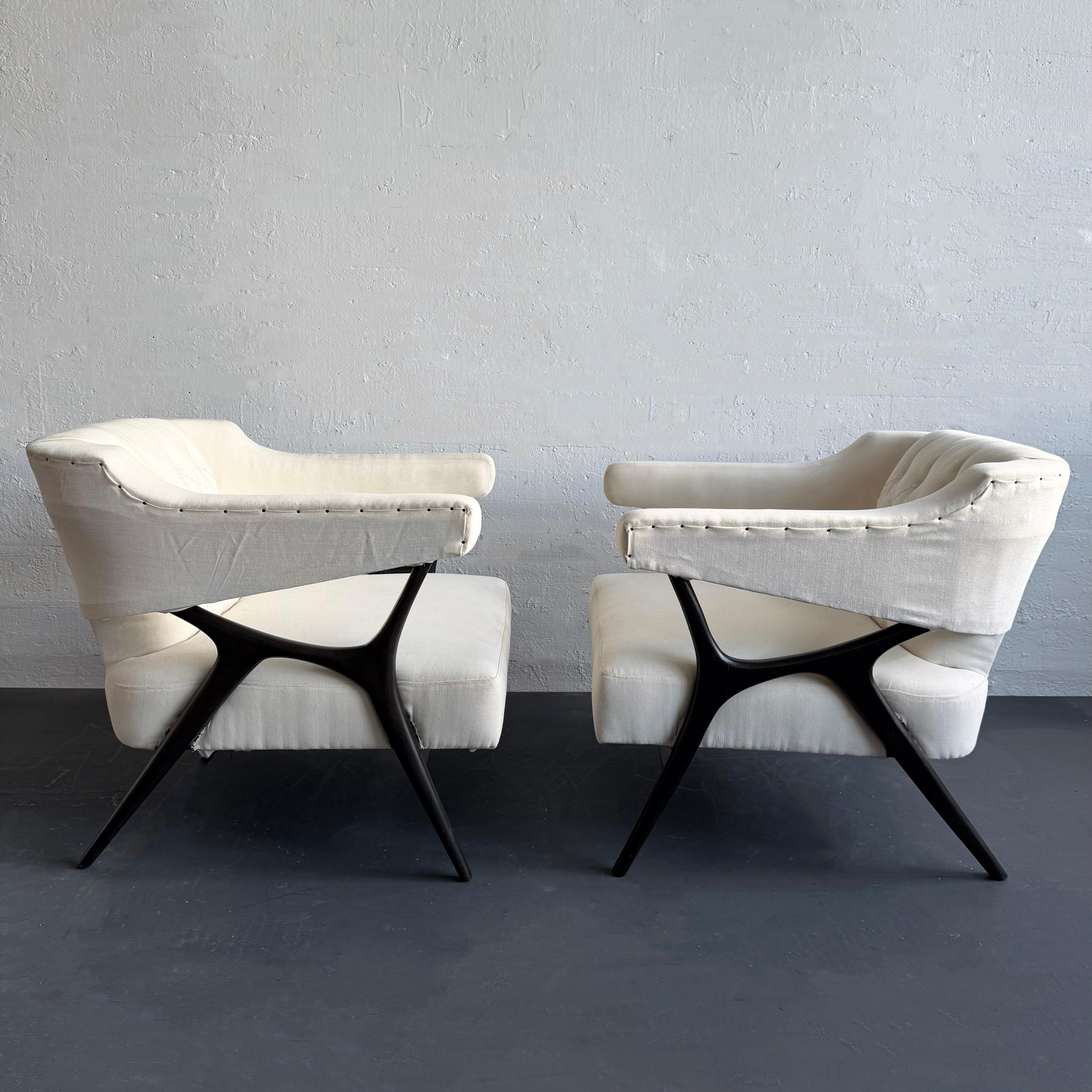 Lacquered Mid-Century Modern Sculptural Lounge Chairs By Ward Bennett For Sale