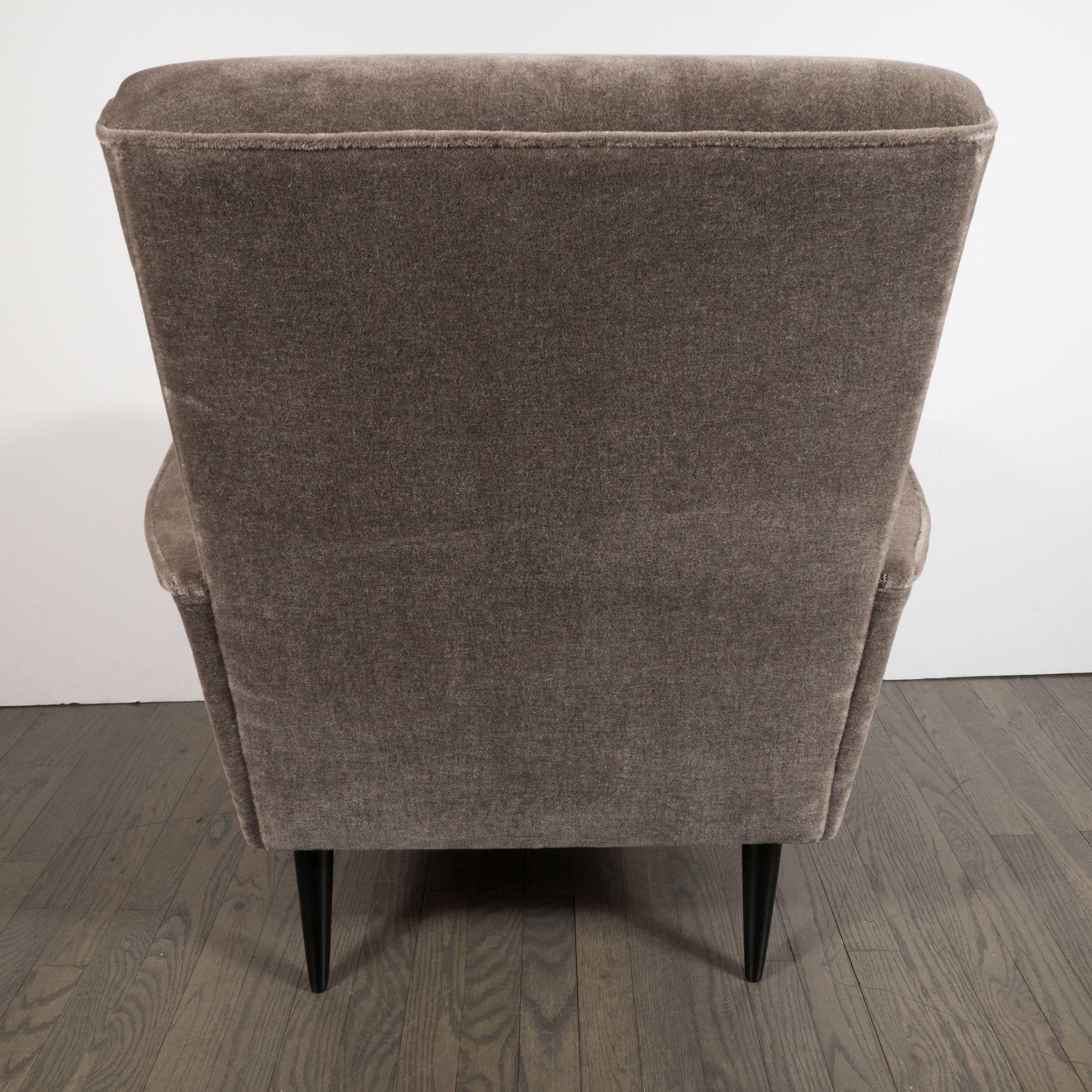 Mid-Century Modern Sculptural Lounge Chairs in Smoked Platinum Mohair  1