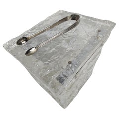 Mid-Century Modern Sculptural Lucite Ice Bucket by Wilardy with Sterling Tongs