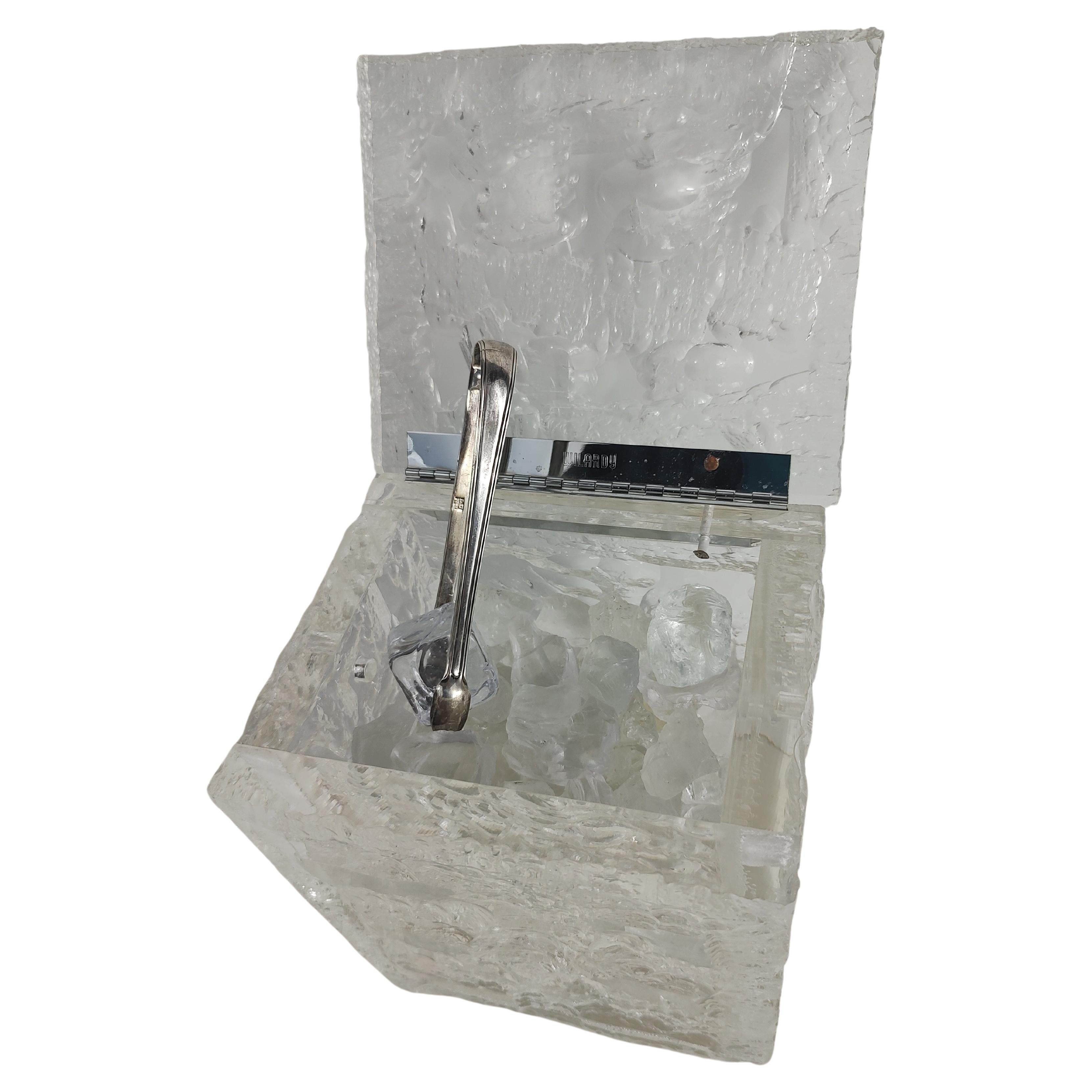 Skulpturaler Lucite-Eiskübel von Wilardy mit Sterling-Zacken, Moderne der Mitte des Jahrhunderts im Angebot