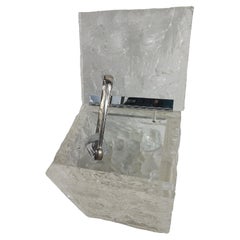 Mid-Century Modern Sculptural Lucite Ice Bucket by Wilardy with Sterling Tongs
