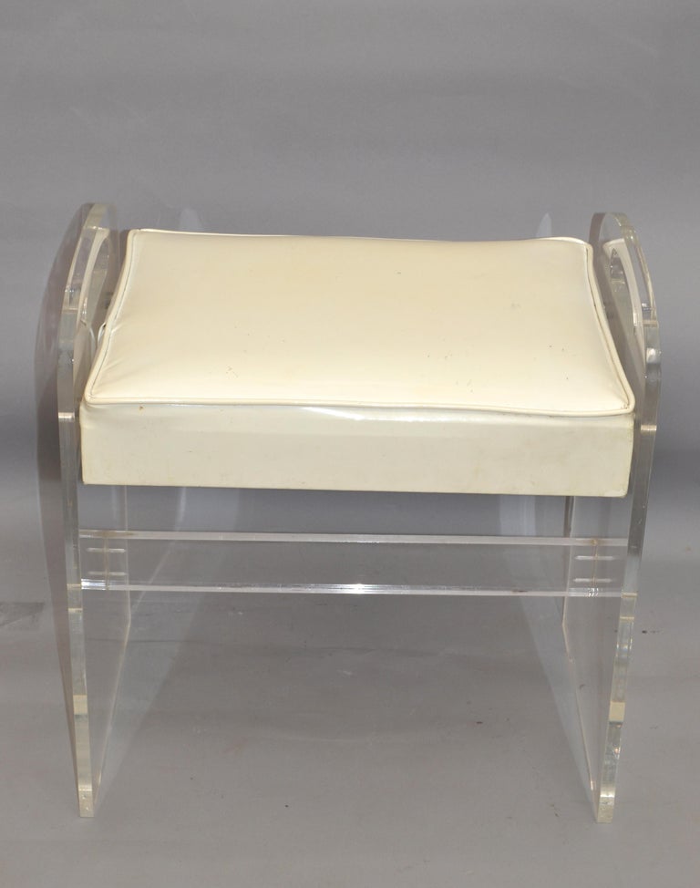 MidCentury Modern Sculptural Lucite Stool, Footstool, Vanity Stool