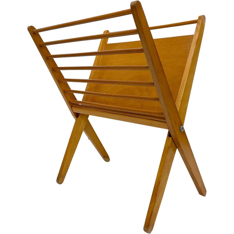 Mid-Century Modern Solid Brass Magazine Rack For Sale at 1stDibs