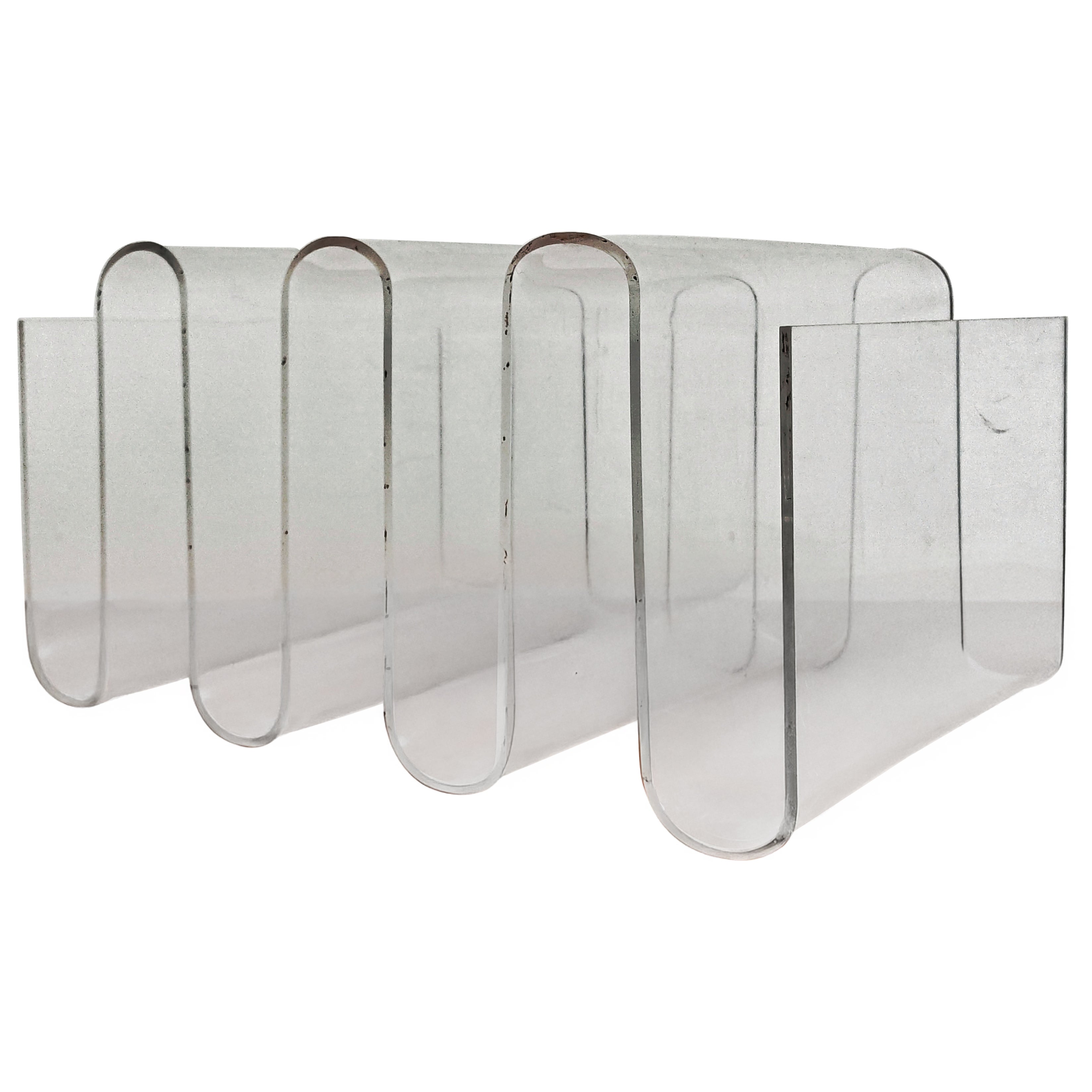 Portariviste scultoreo del Mid Century Modern in plexi, Italia anni
70