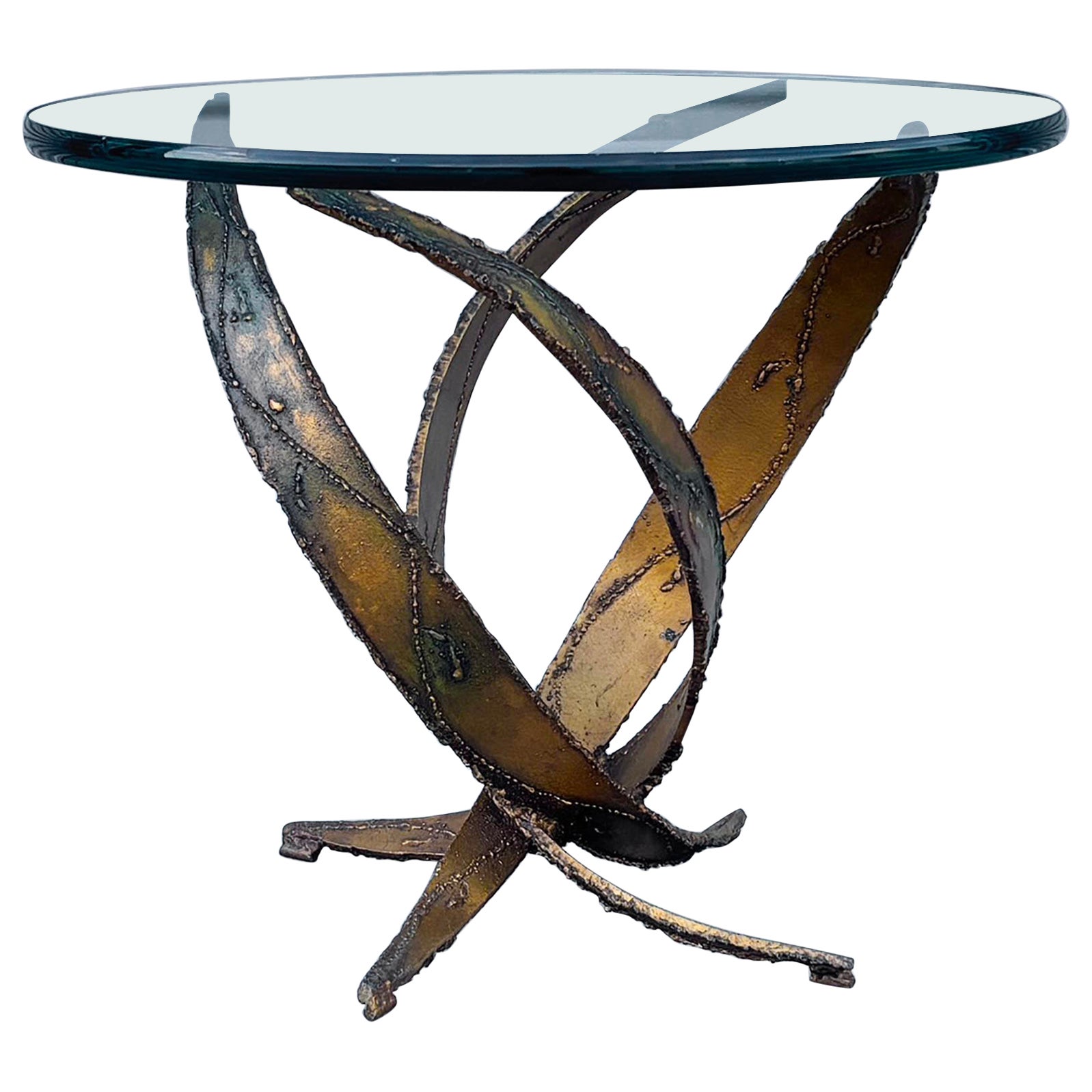Mid-Century Modern Sculptural Metal & Glass Side Table by Silas Seandel