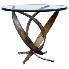 Mid-Century Modern Sculptural Metal & Glass Side Table by Silas Seandel
