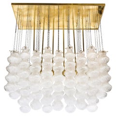 Vintage Mid-Century Modern Sculptural Murano Glass Chandelier with Brass Fittings