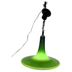 Lámpara Colgante Ajustable de Cristal Verde de Murano, Moderna de Mediados de Siglo