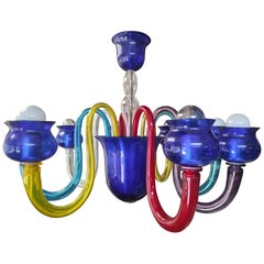 Lámpara de araña escultural de estilo «Mid-Century Modern» de Murano, multicolor y con 8 brazos