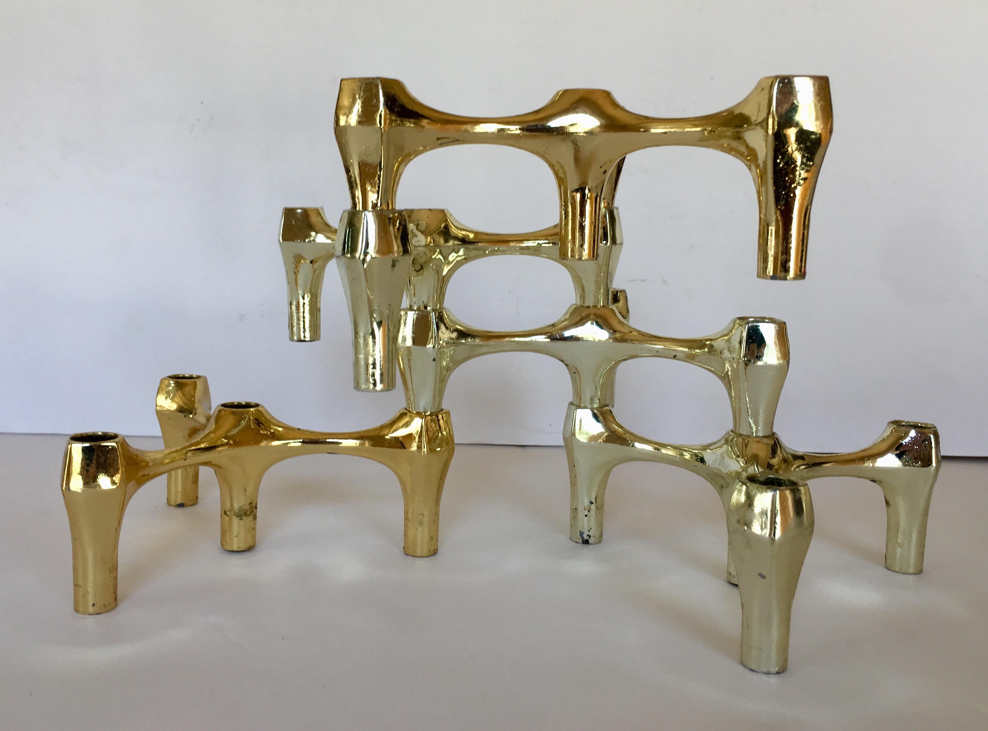 Lacquered Mid-Century Modern Sculptural Nagel Style Modular Candlestick Holders