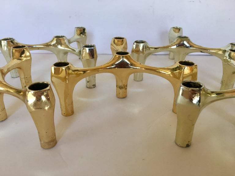 MidCentury Modern Sculptural Nagel Style Modular Candlestick Holders