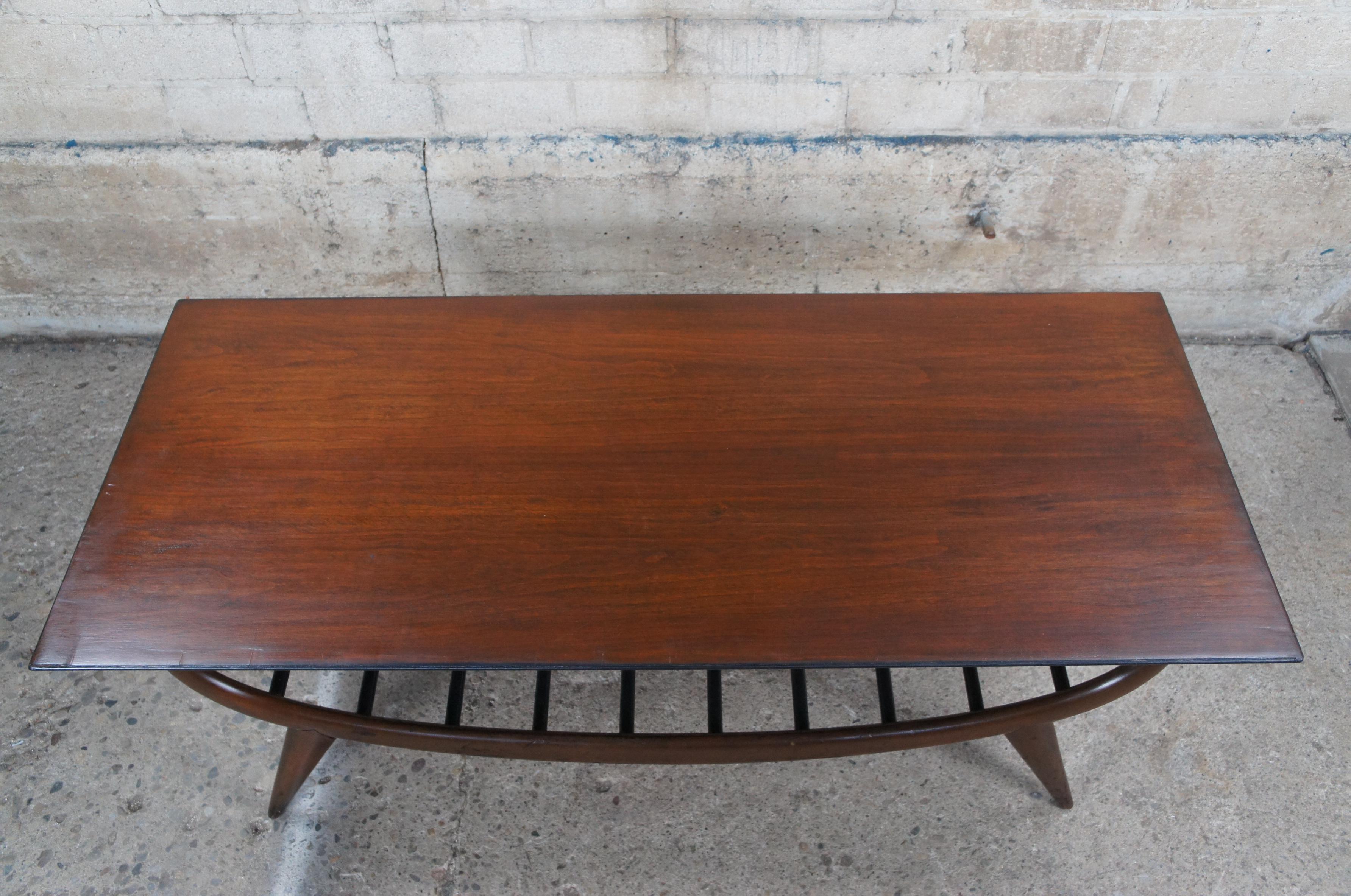 Mid-Century Modern Sculptural Oak Scandanavian Slat Coffee Cocktail Table In Good Condition For Sale In Dayton, OH