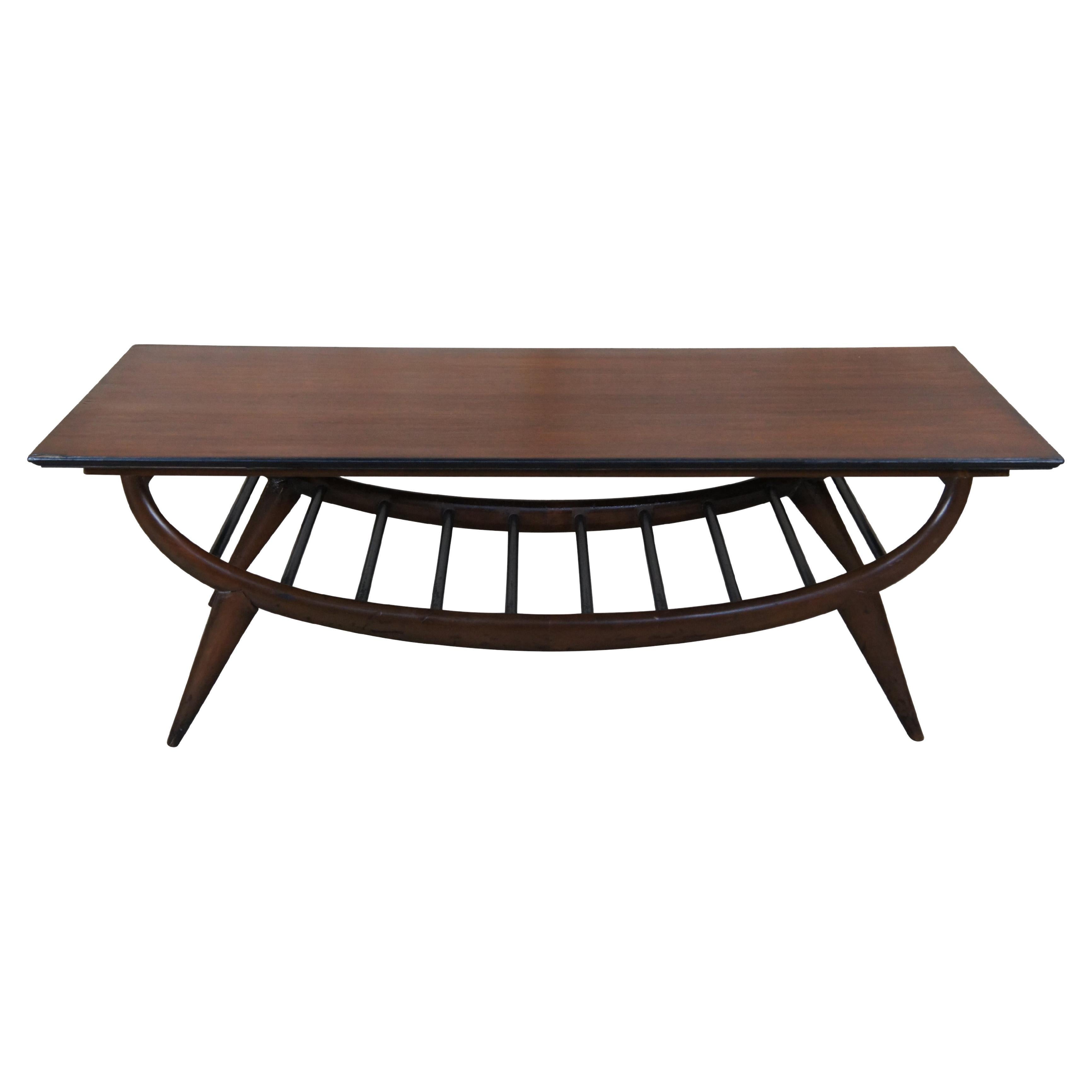 Mid-Century Modern Sculptural Oak Scandanavian Slat Coffee Cocktail Table