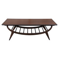 Mid-Century Modern Sculptural Oak Scandanavian Slat Coffee Cocktail Table