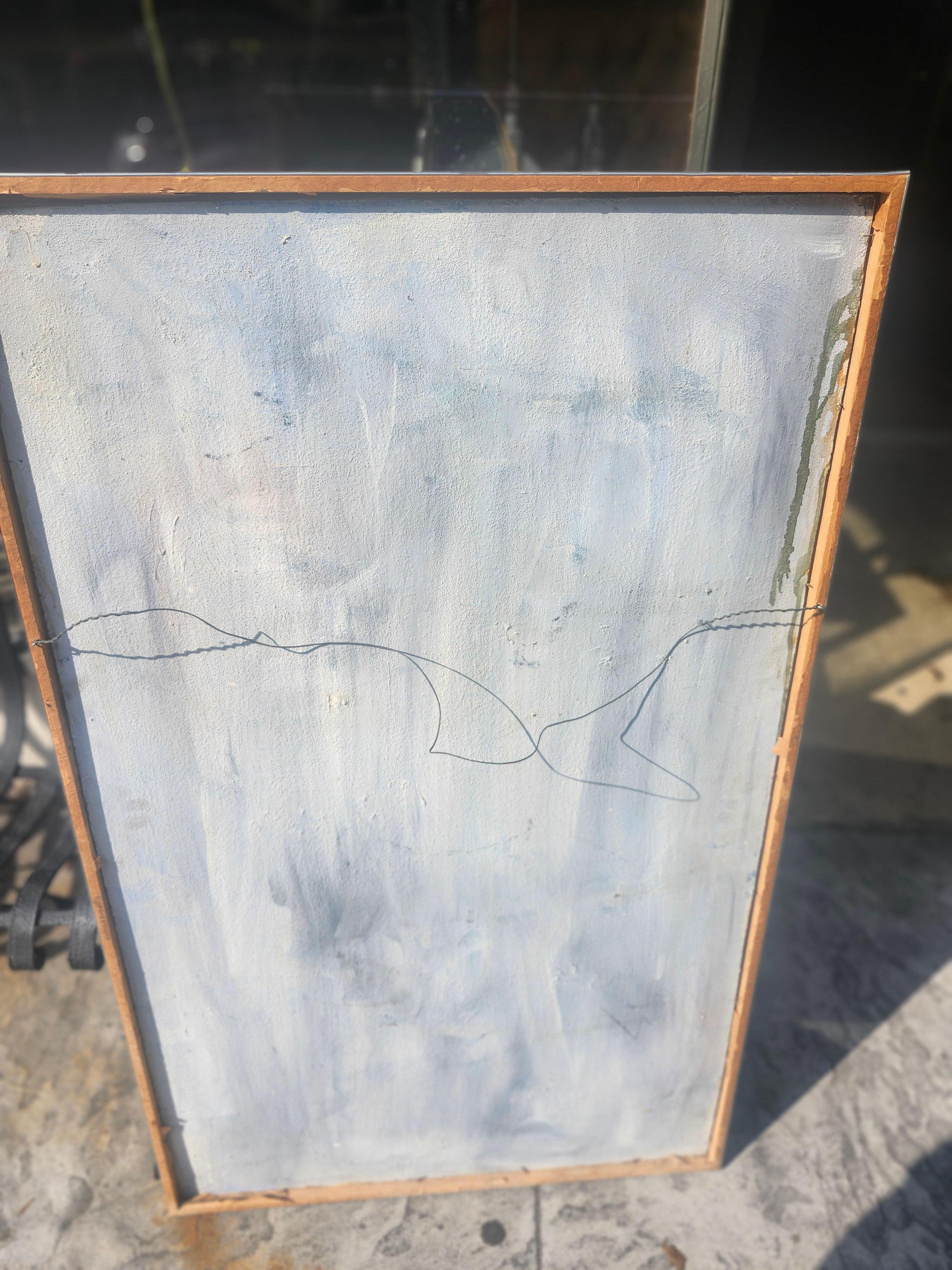 Óleo escultórico moderno de mediados de siglo sobre tabla Amanecer sobre las Palizadas Pintado a mano en venta