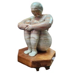 Scultura in onice in stile Mid-Century Modern raffigurante una donna nuda, opera di Anthony Gennarelli