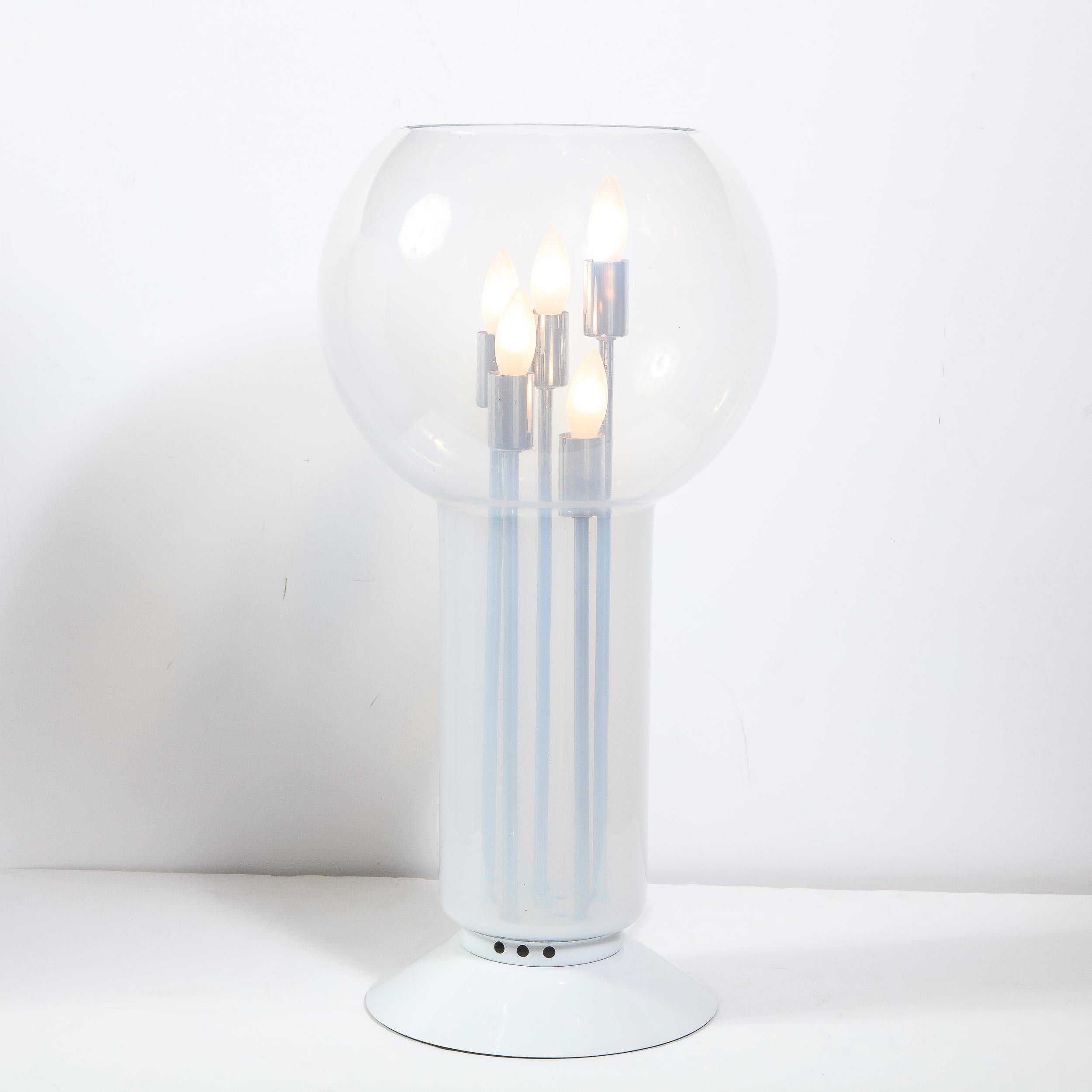 Lampe de bureau sculpturale en verre opalescent, moderne du milieu du siècle dernier en vente 5