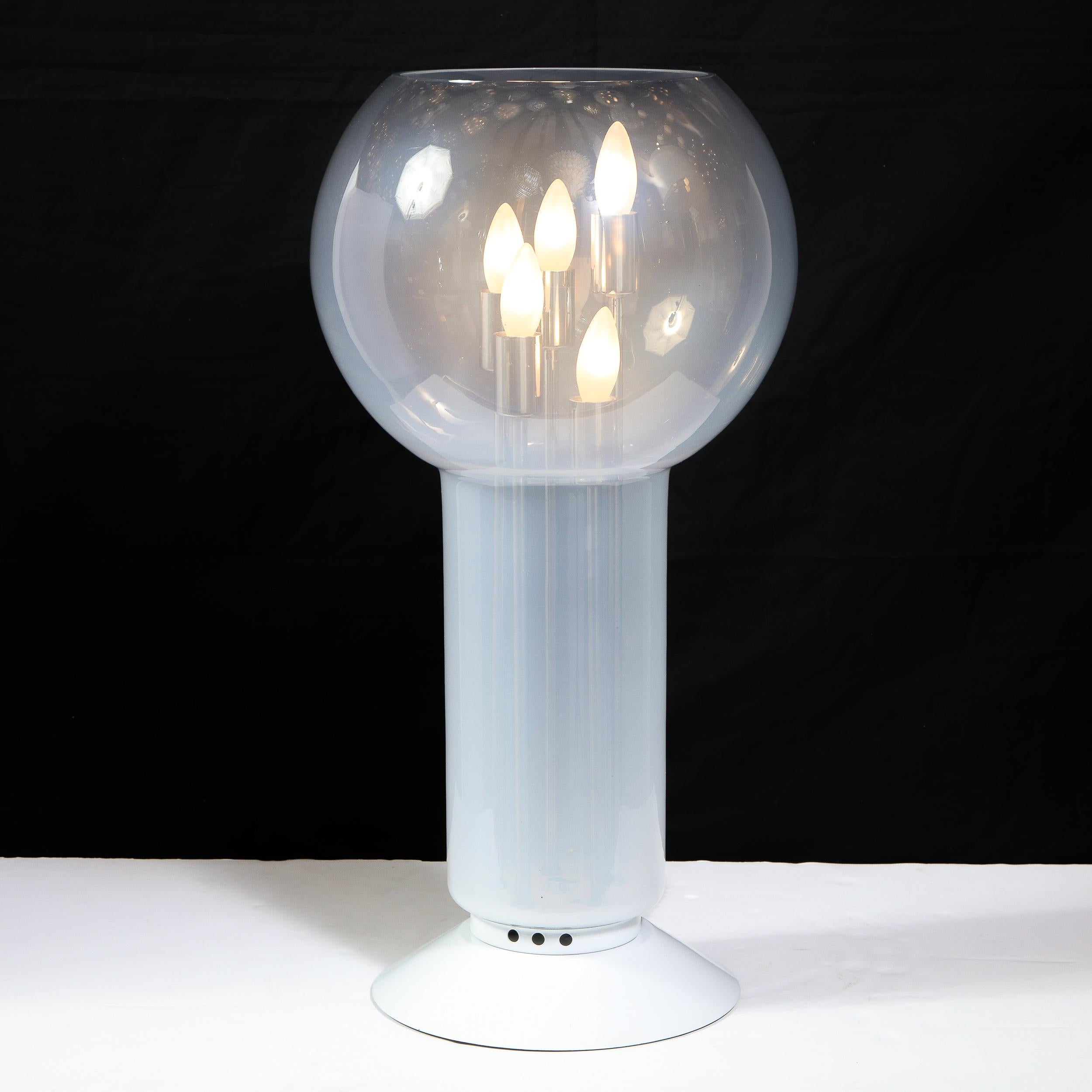 Lampe de bureau sculpturale en verre opalescent, moderne du milieu du siècle dernier en vente 6