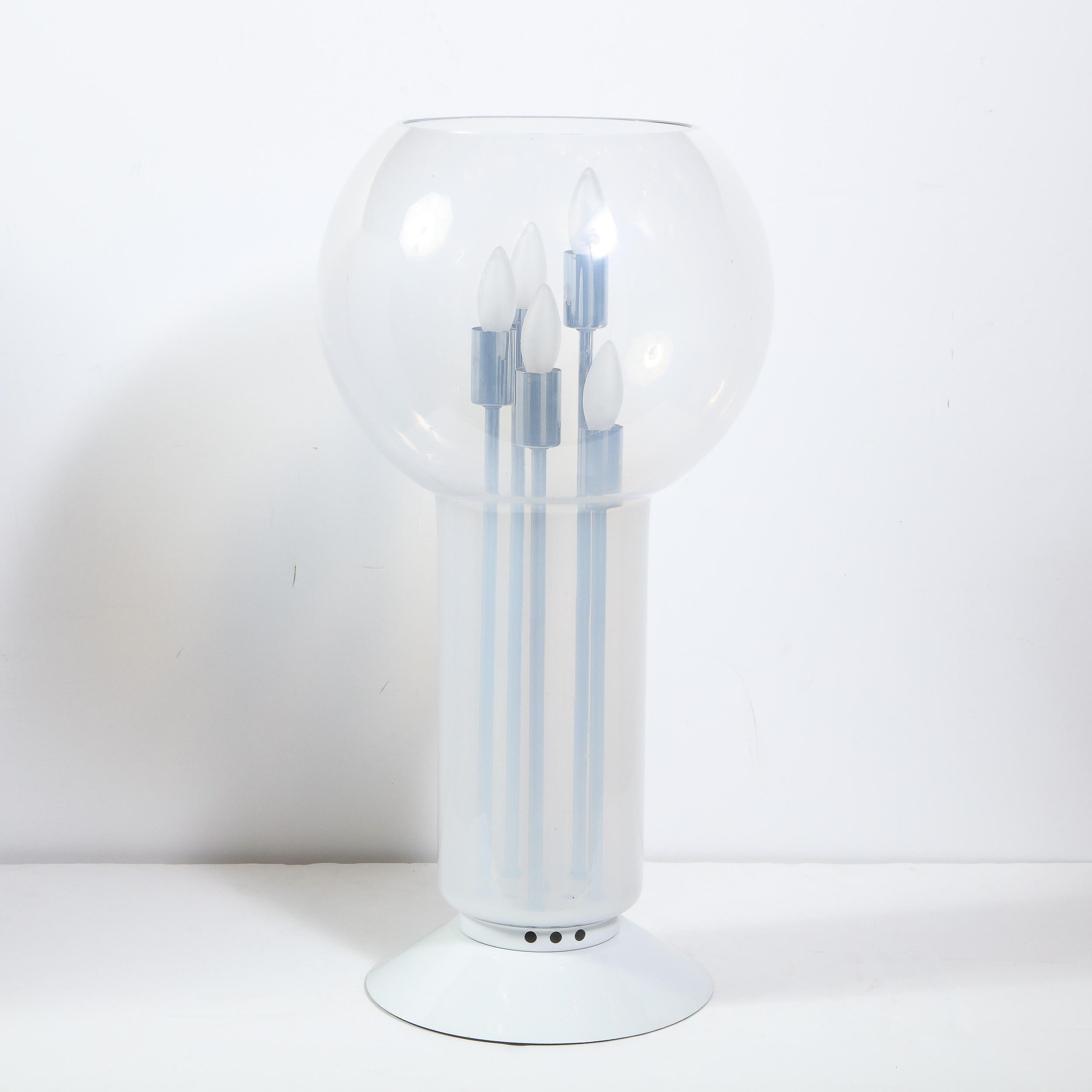 Enamel Mid-Century Modern Sculptural Opalescent Glass Table Lamp For Sale