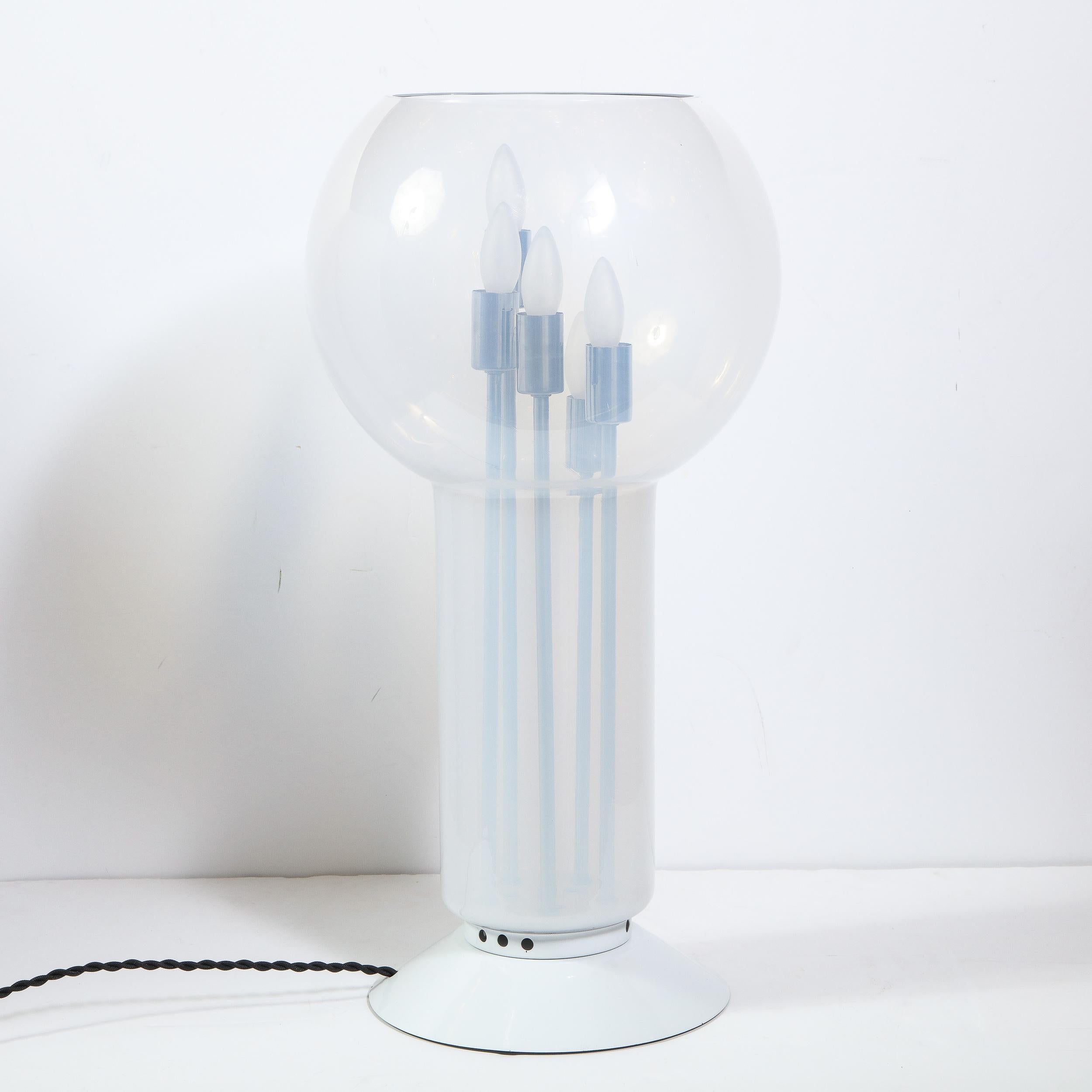 Lampe de bureau sculpturale en verre opalescent, moderne du milieu du siècle dernier en vente 1