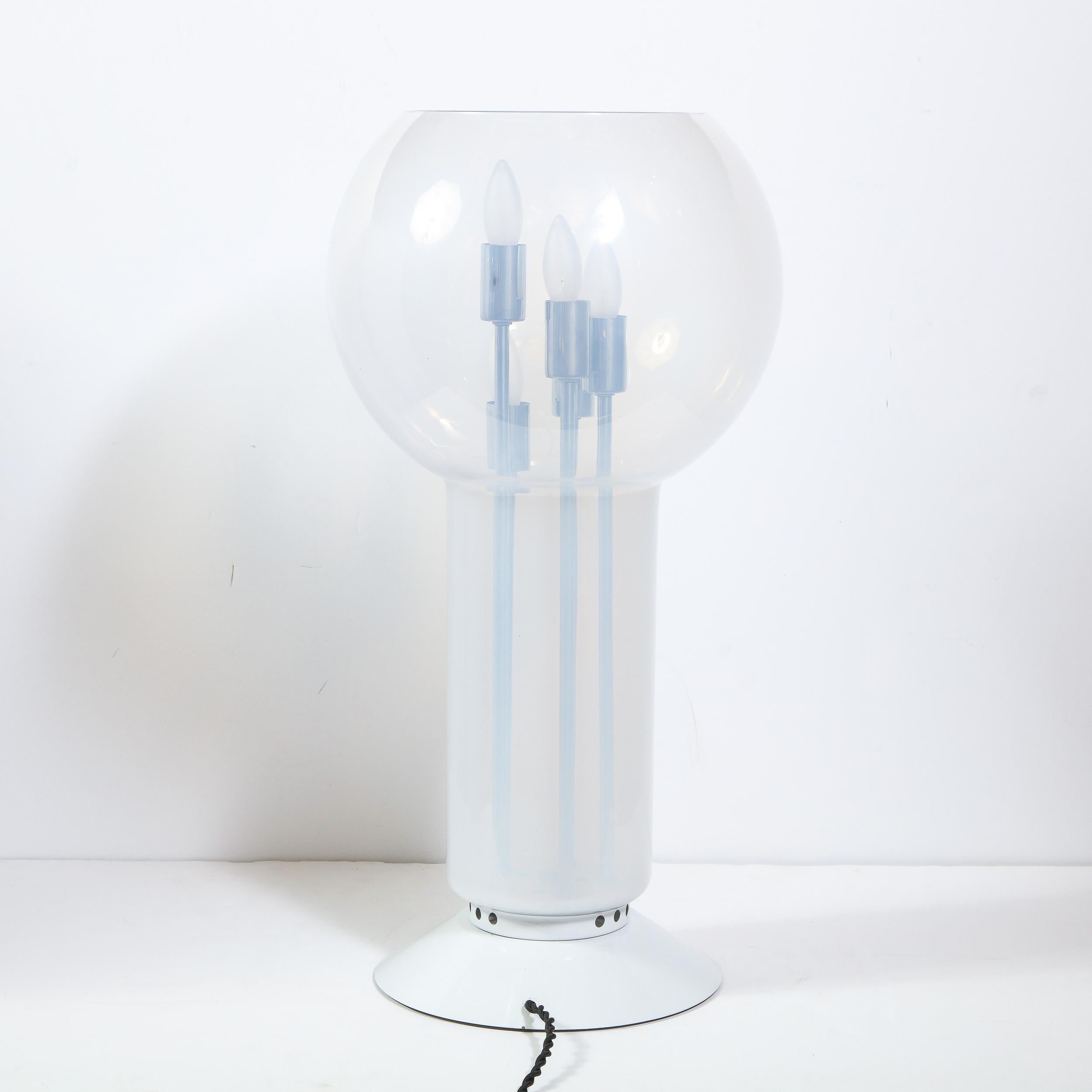 Lampe de bureau sculpturale en verre opalescent, moderne du milieu du siècle dernier en vente 2