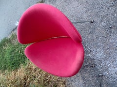 Sillas de salón escultóricas y modernas de mediados de siglo en naranja de Pierre Paulin