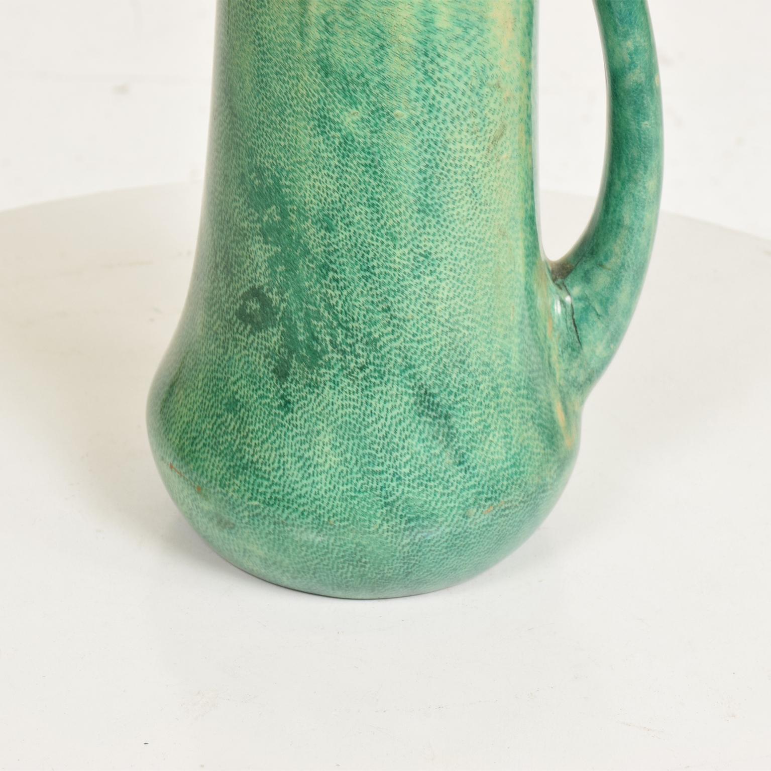 Mid-Century Modern Mid Century Modern Sculptural Pitcher, Aldo Tura, Green Goatskin & Brass Accents