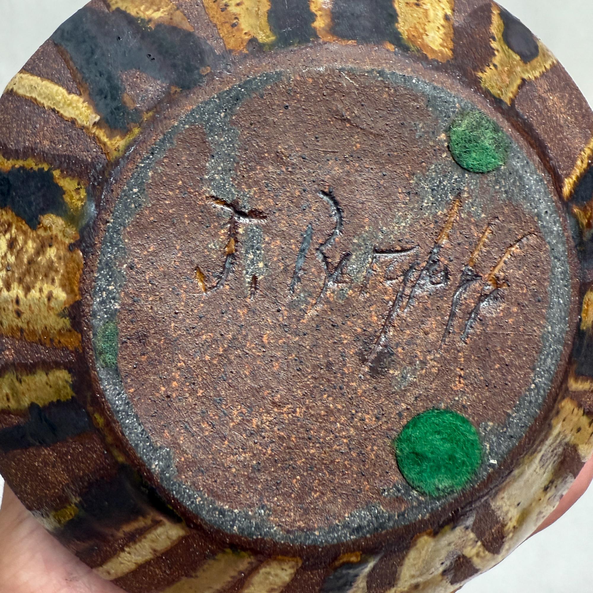 Mid-Century Modern Sculptural Pottery Vase Earth Tones For Sale 1