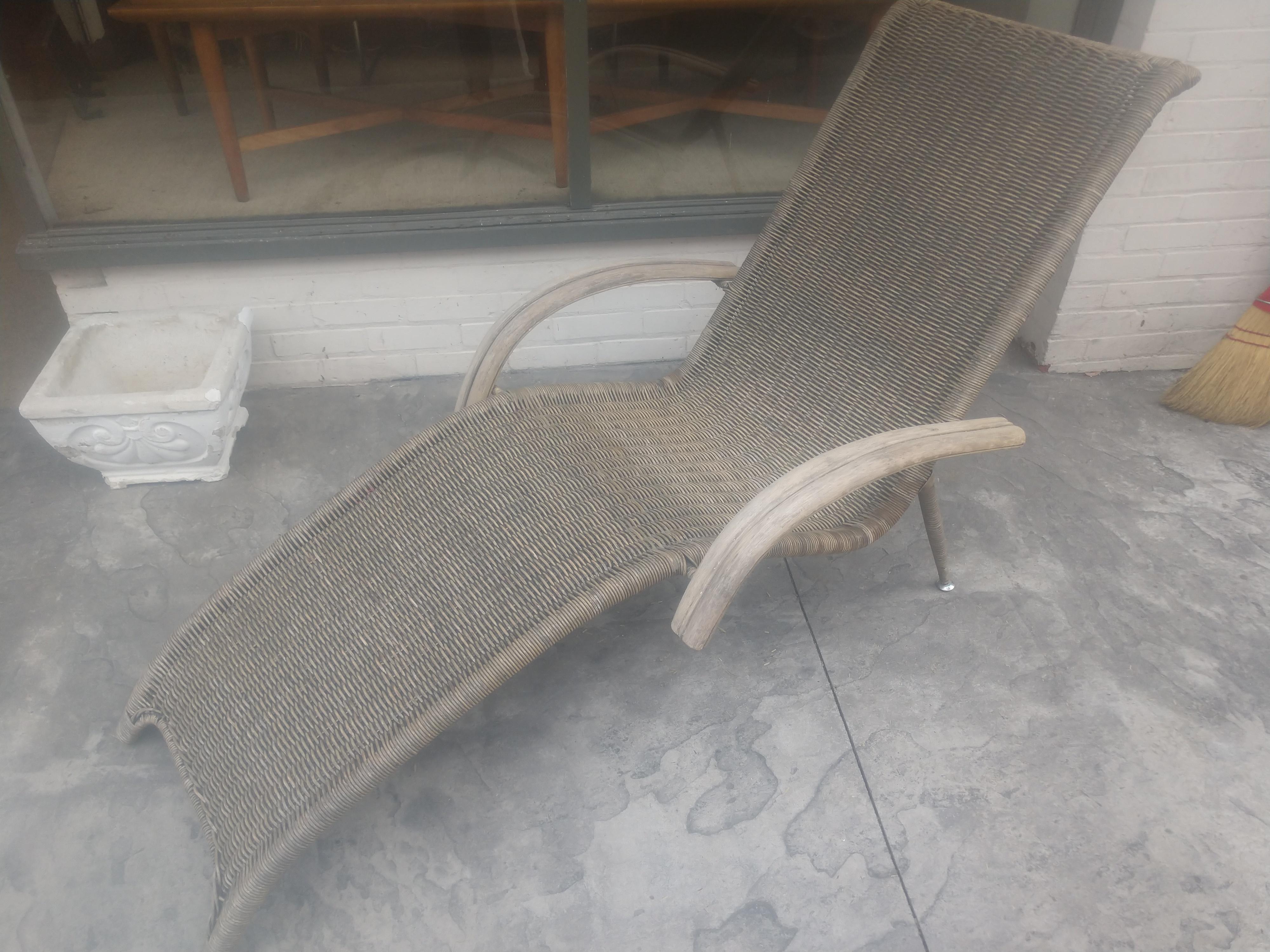 Plated Mid-Century Modern Sculptural Rattan Lounge Chair For Sale